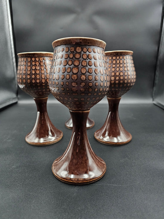 Iden Pottery Rye, Sussex 1970s stoneware wine goblets. Set of 4 ...