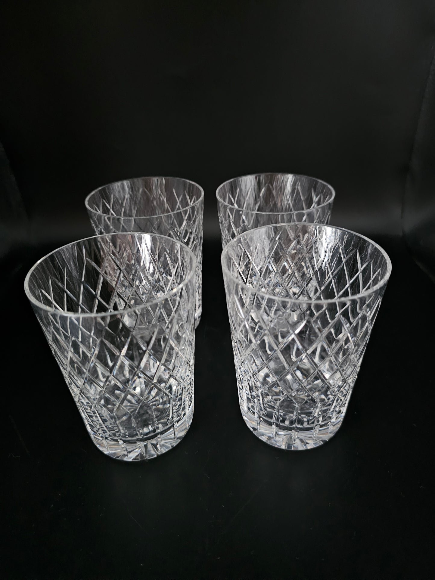 Beautiful vintage set of 4 Large Crystal Tumblers. 300ml.