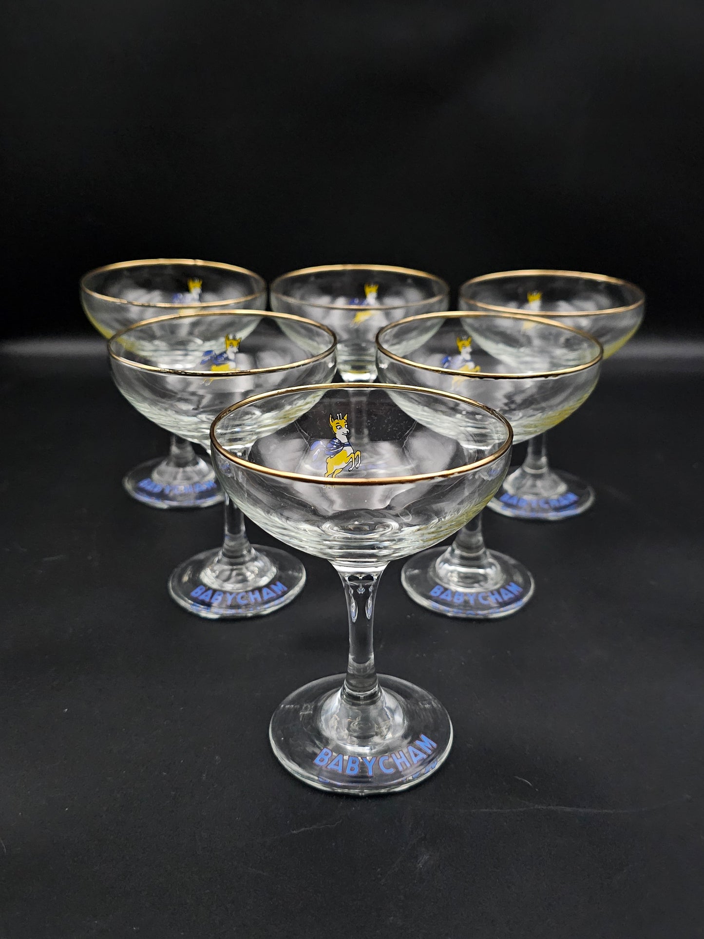 Set of 6 1970's Vintage Babycham coupes