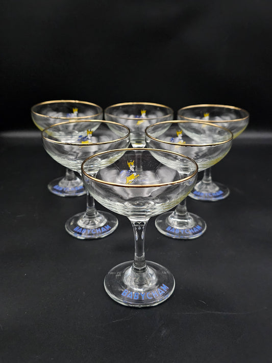 Set of 6 1970's Vintage Babycham coupes