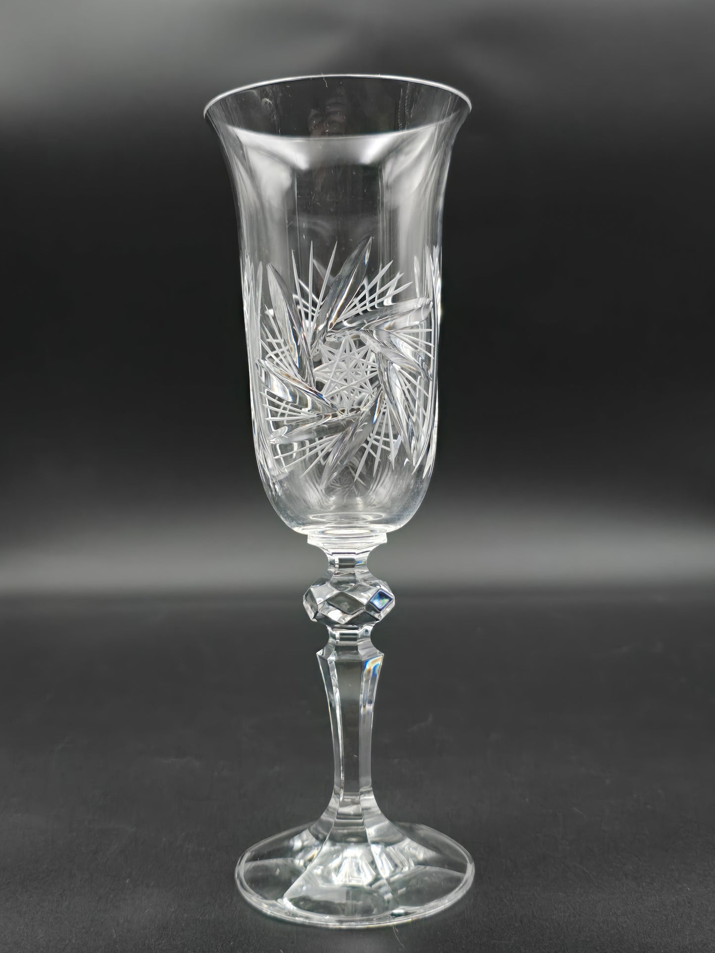 Set of 4 Bohemian Crystal Champagne Flutes | Czechoslovakia Cut Crystal | Wedding Toast Glasses | 200ml | Vintage Czech Glass