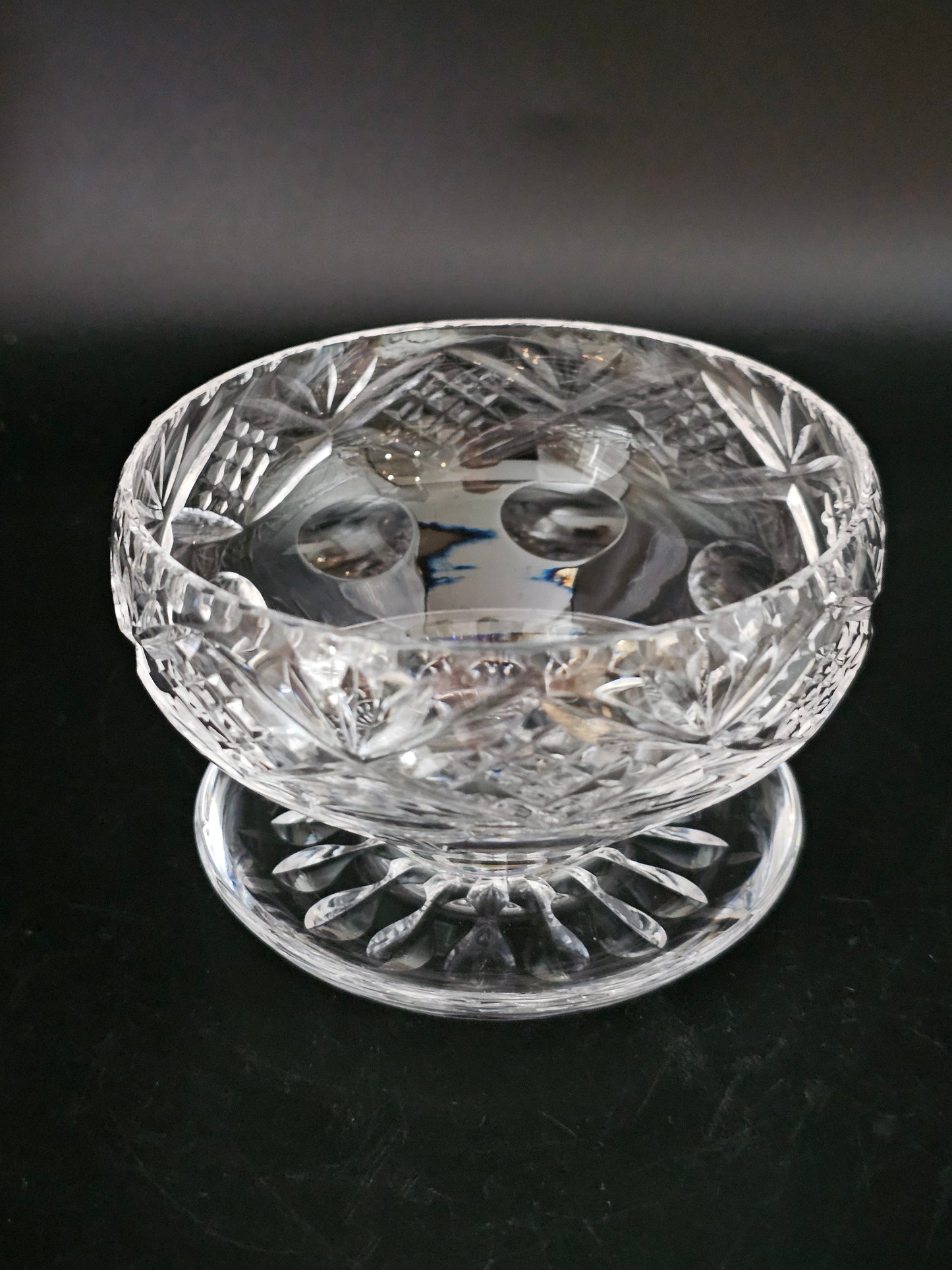 Set of 6 Royal Doulton Georgian Pattern Crystal Starter or Dessert dishes with lipped saucers.