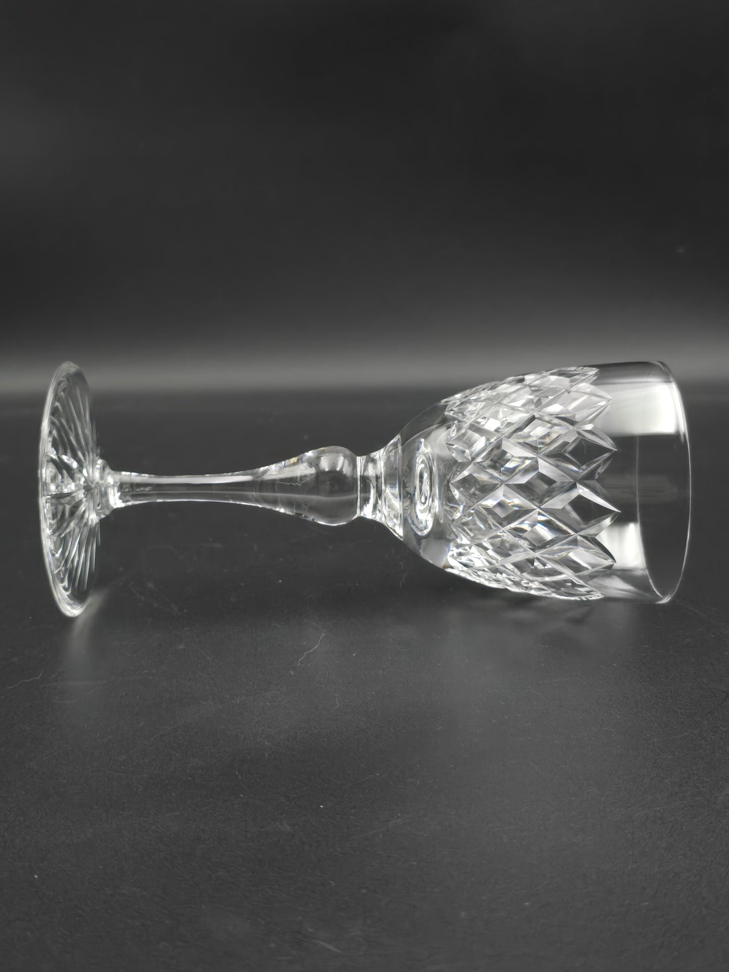 Set of 4 English Crystal Wine glasses. Webb Thomas. Dennis Diamonds pattern. 175ml