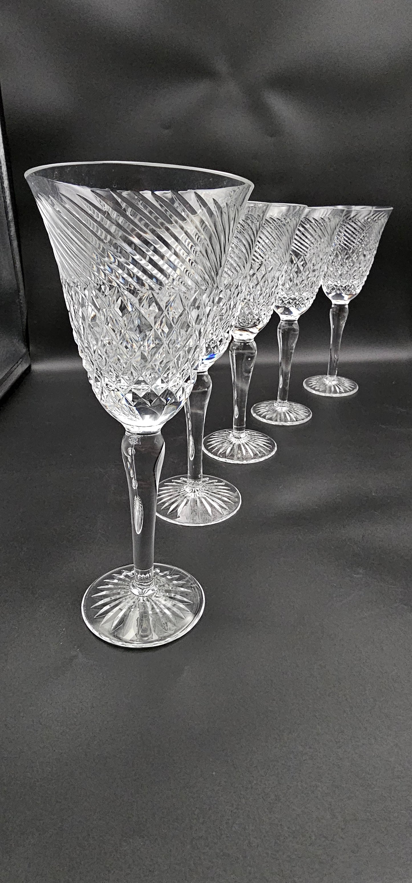 Set of 5 Large Crystal Wine Glasses 250ml 21cm tall