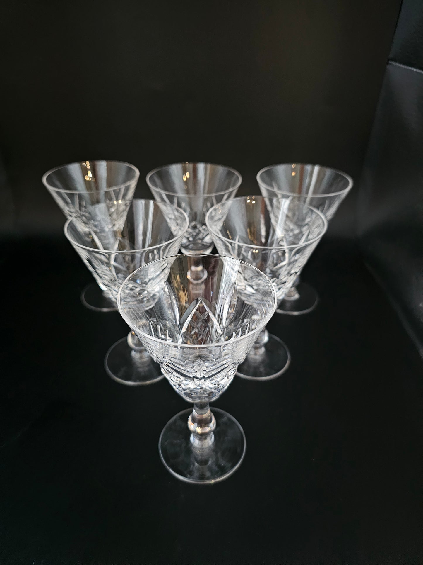 Set of 6 Vintage Stuart Crystal Glengarry Pattern Crystal Sherry glasses. 100ml