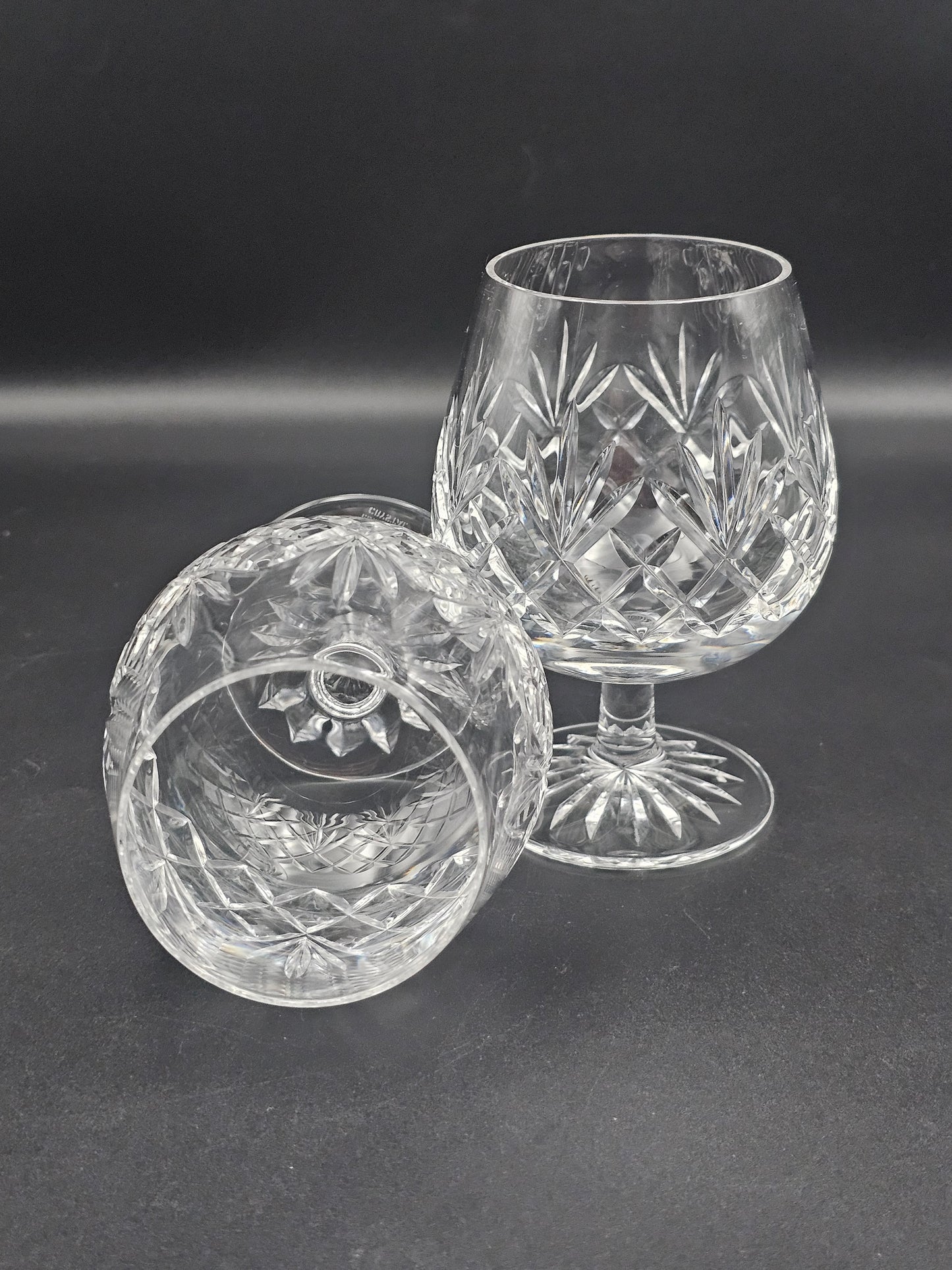 Pair of Edinburgh Crystal Tay Pattern Brandy Glasses 12oz boxed