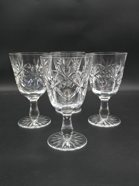 Set of 4* Large Vintage Crystal wine glasses. 250ml