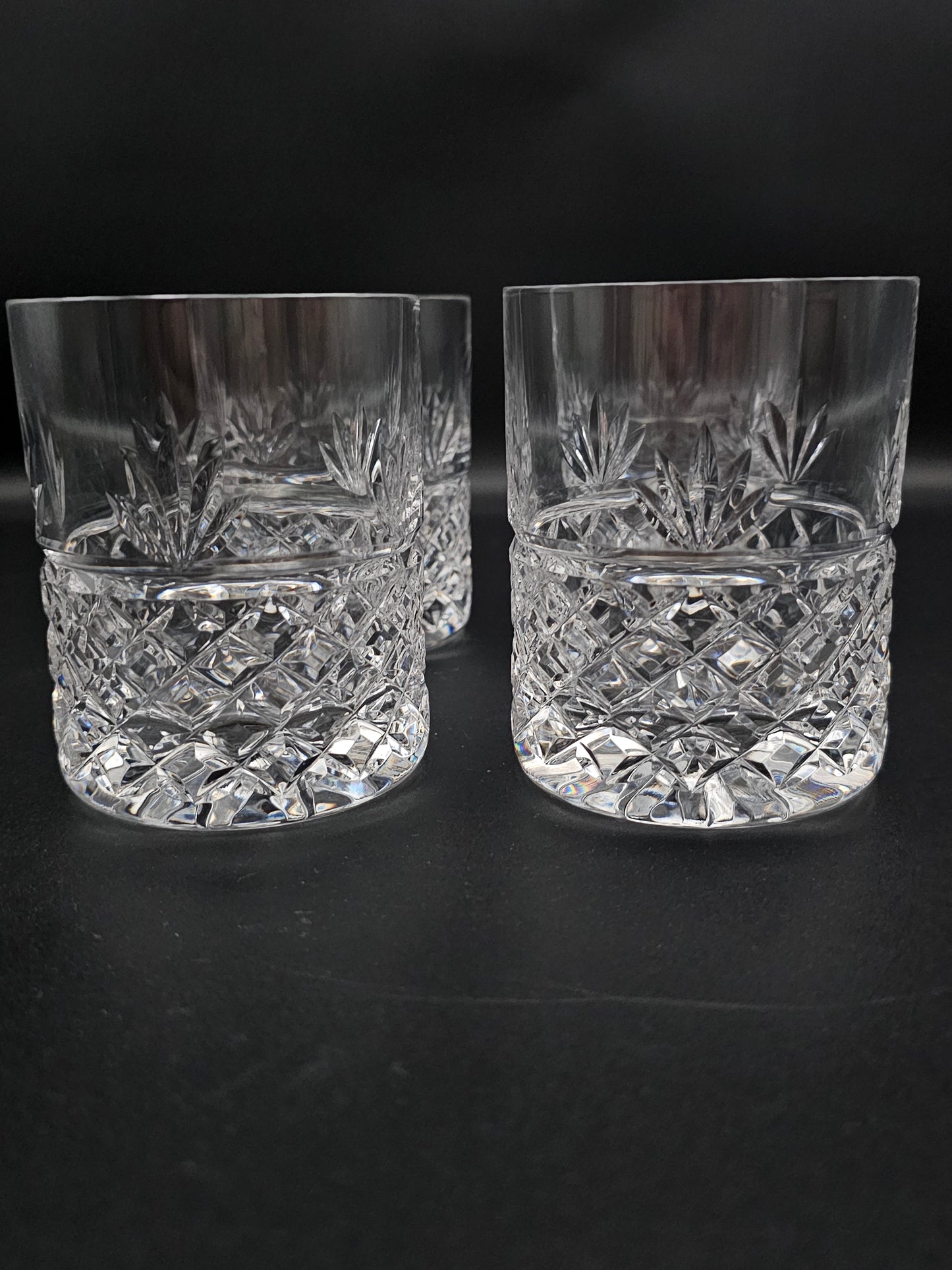 Stunning set of 4 Large Crystal Heavy bottomed concave base Tumblers. 300ml 10oz