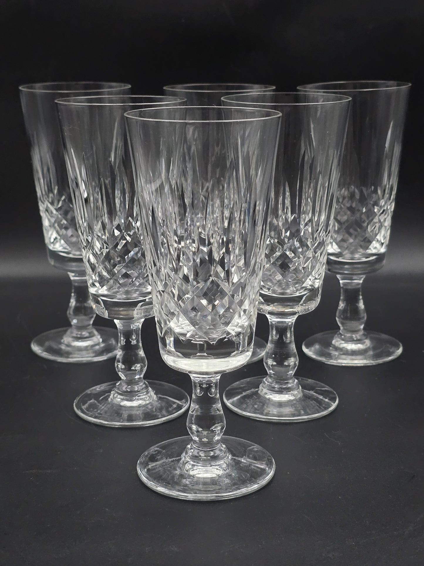 Set of 6 Vintage Crystal Champagne Flutes 200ml