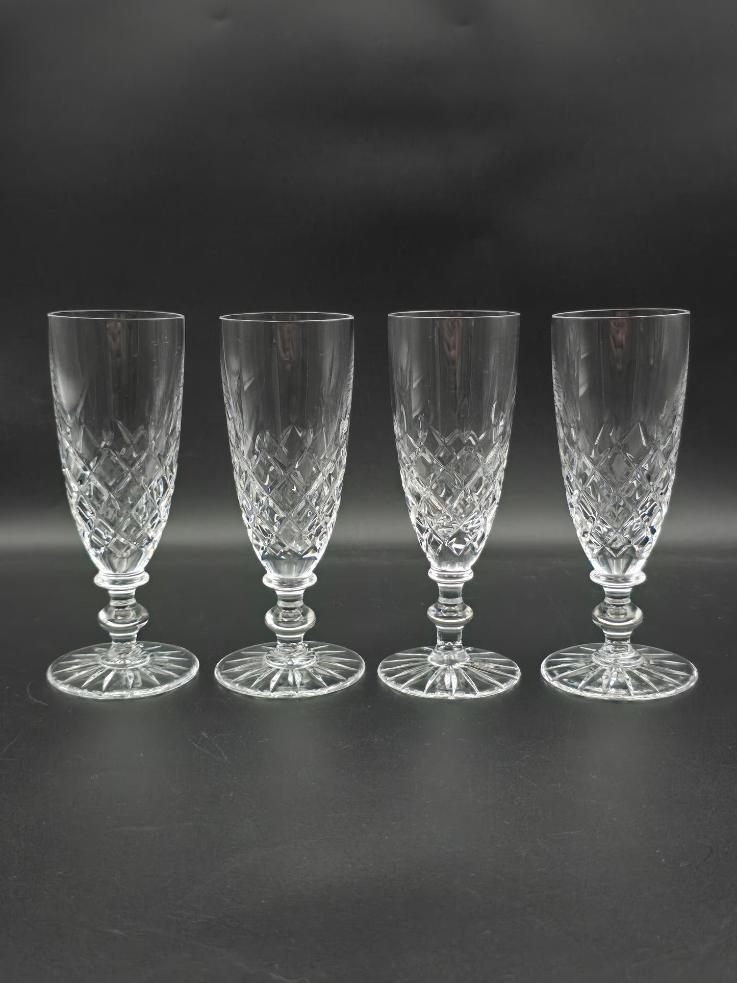 Set of 4 small Crystal Champagne flutes. 120ml