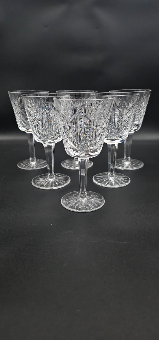 Set of 6 Waterford Clare Pattern Crystal wine glasses 175ml 15cm tall