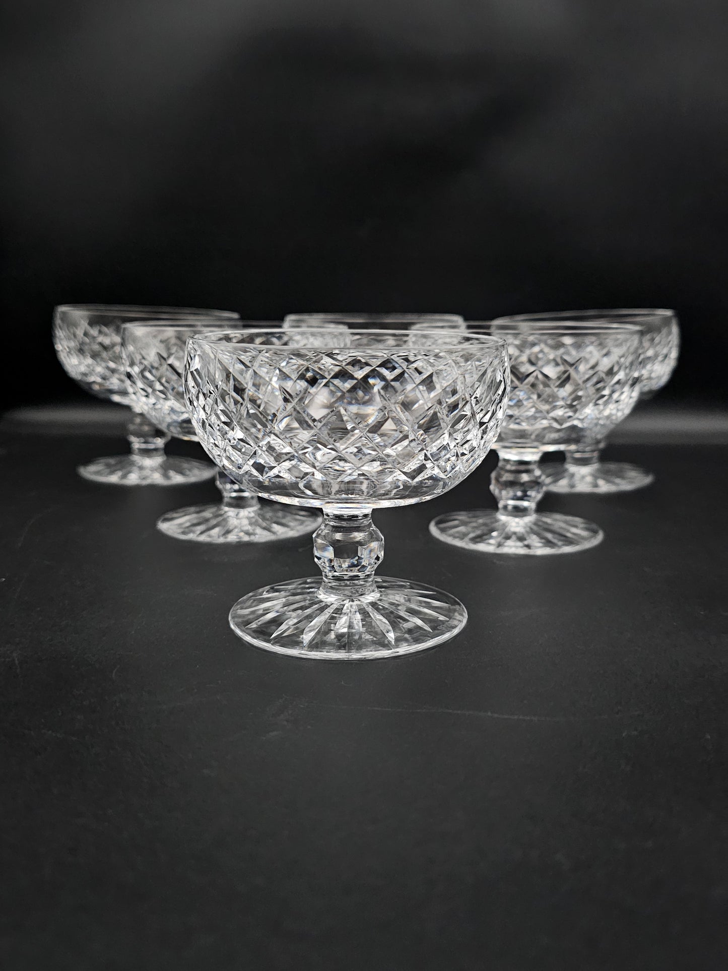 Waterford Crystal Boyne Pattern set of 6 Crystal dessert or starter bowls.