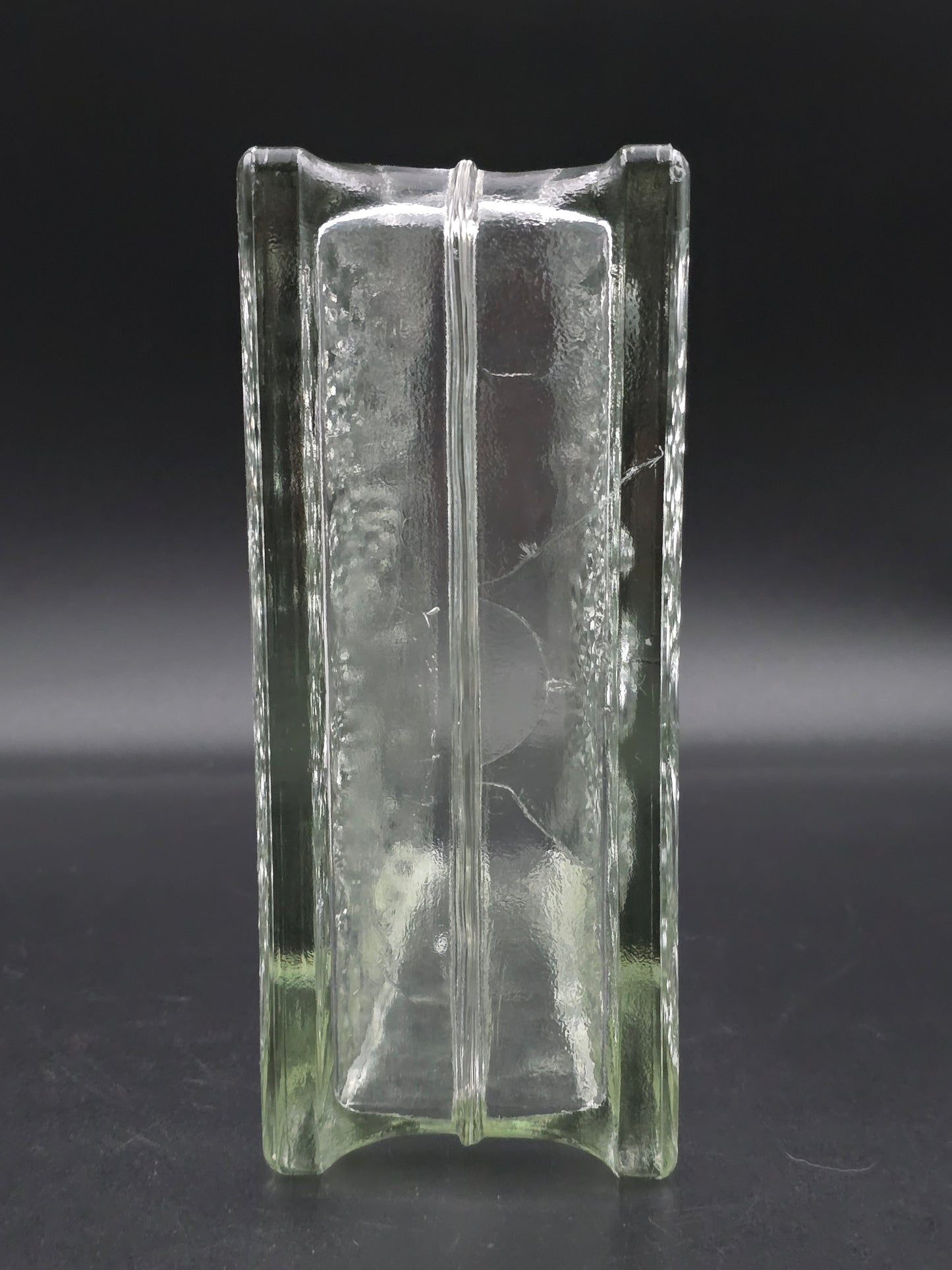 Vintage German Square Glass Vase – 19cm Bubble Pattern, Heavy Pressed Glass, Mid-Century Modern, Textured Art Glass