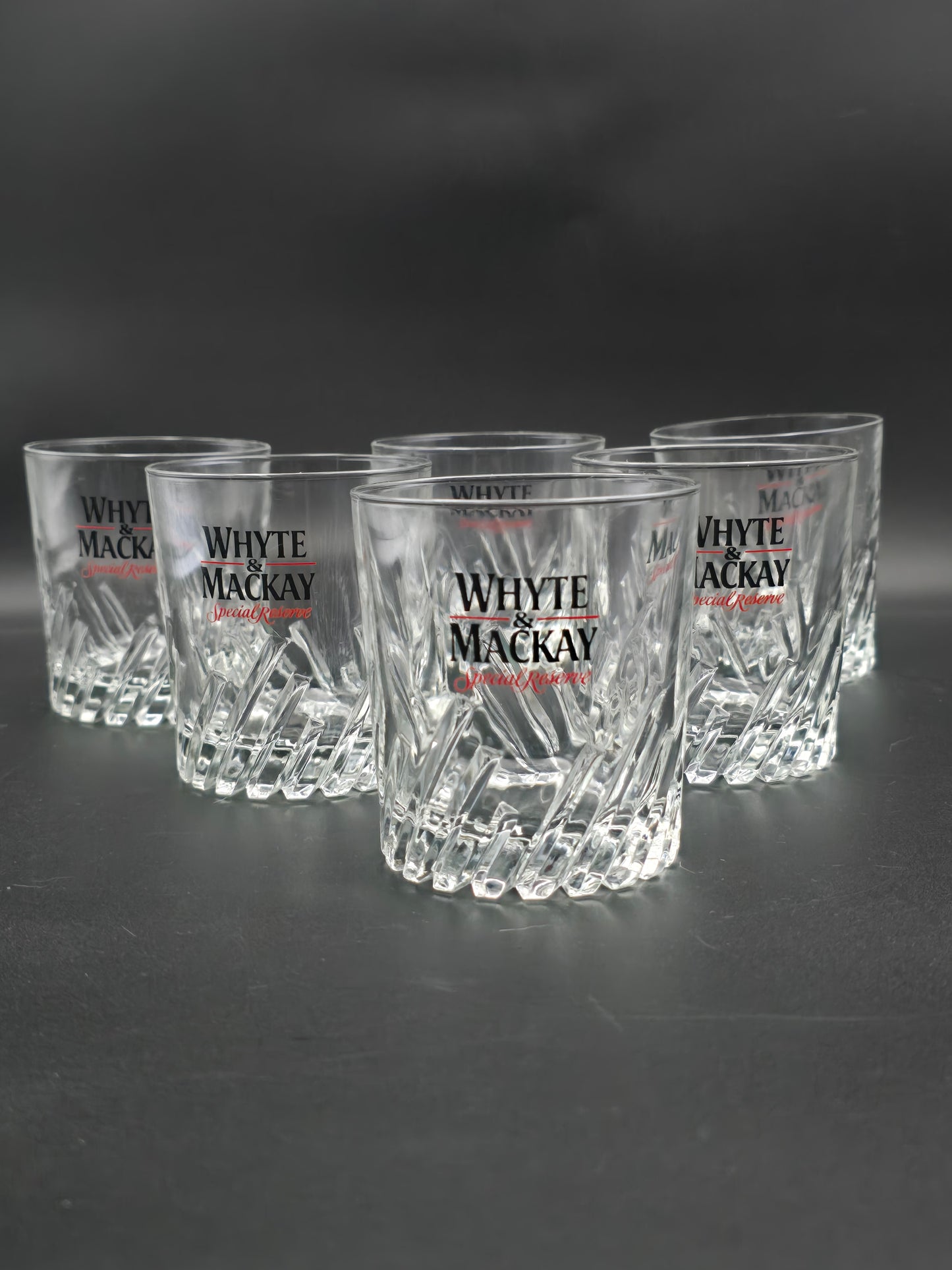 Set of 6 Vintage Whyte & Mackay Whisky Tumblers. 10oz