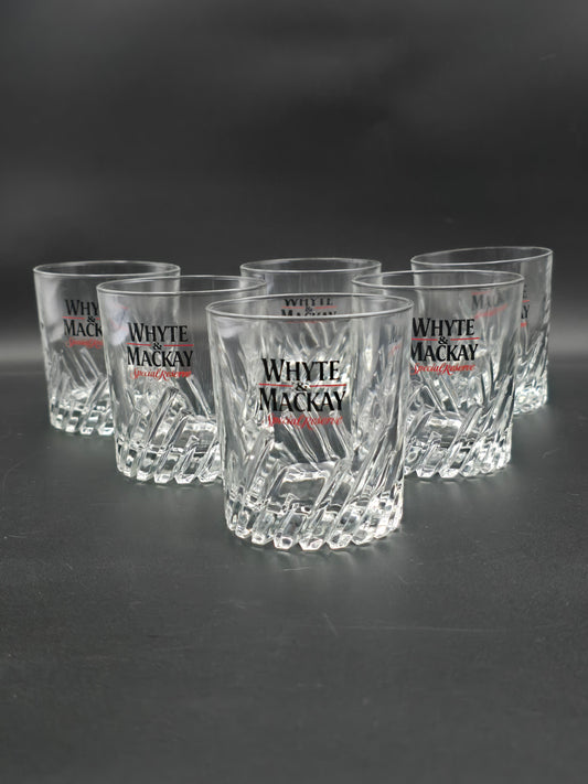 Set of 6 Vintage Whyte & Mackay Whisky Tumblers. 10oz
