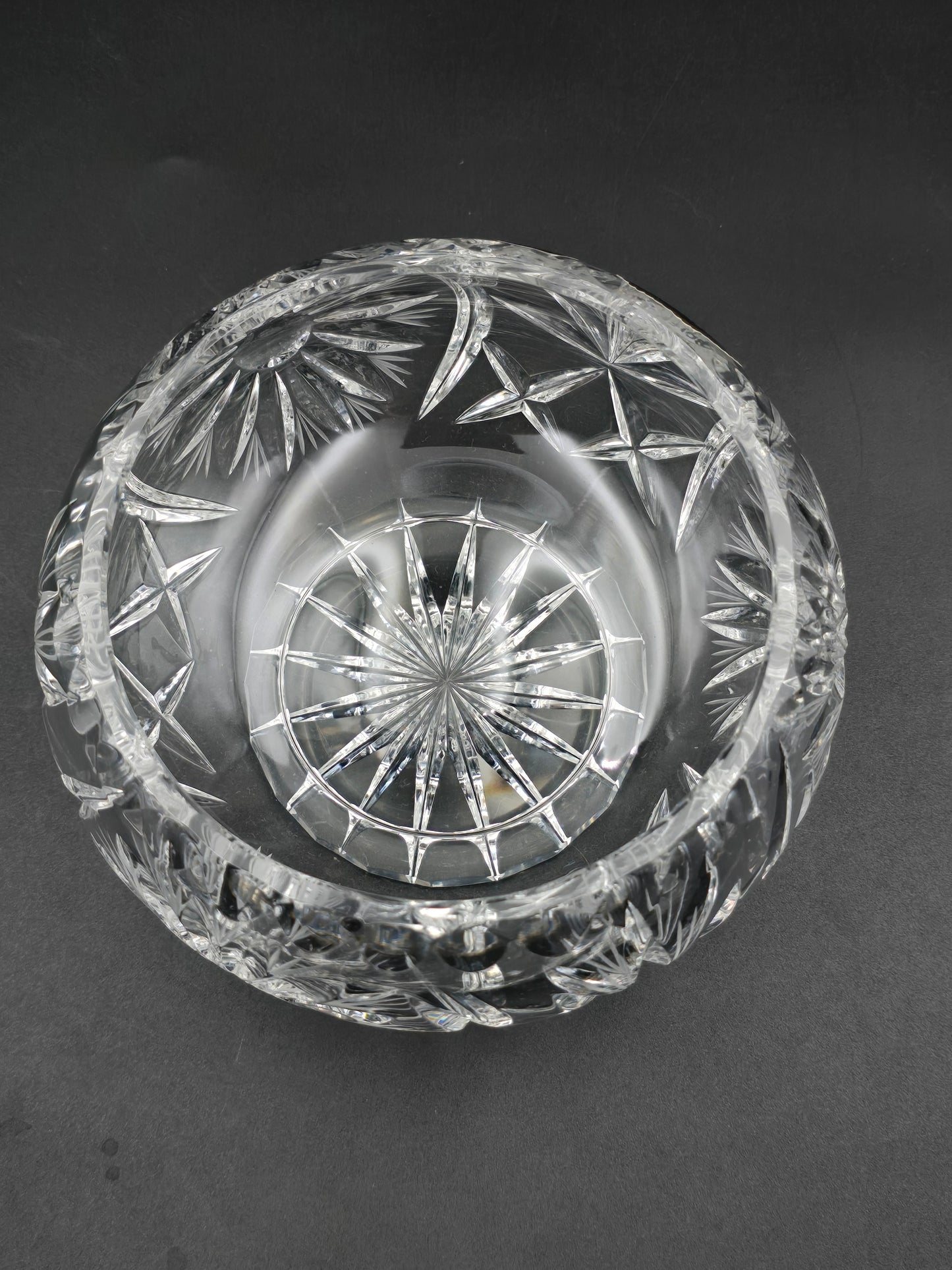 Bohemia Lead Crystal Rose Bowl with Double Mesh Frog – 6” Boxed, Hand Cut Star Base, Made in Czechoslovakia