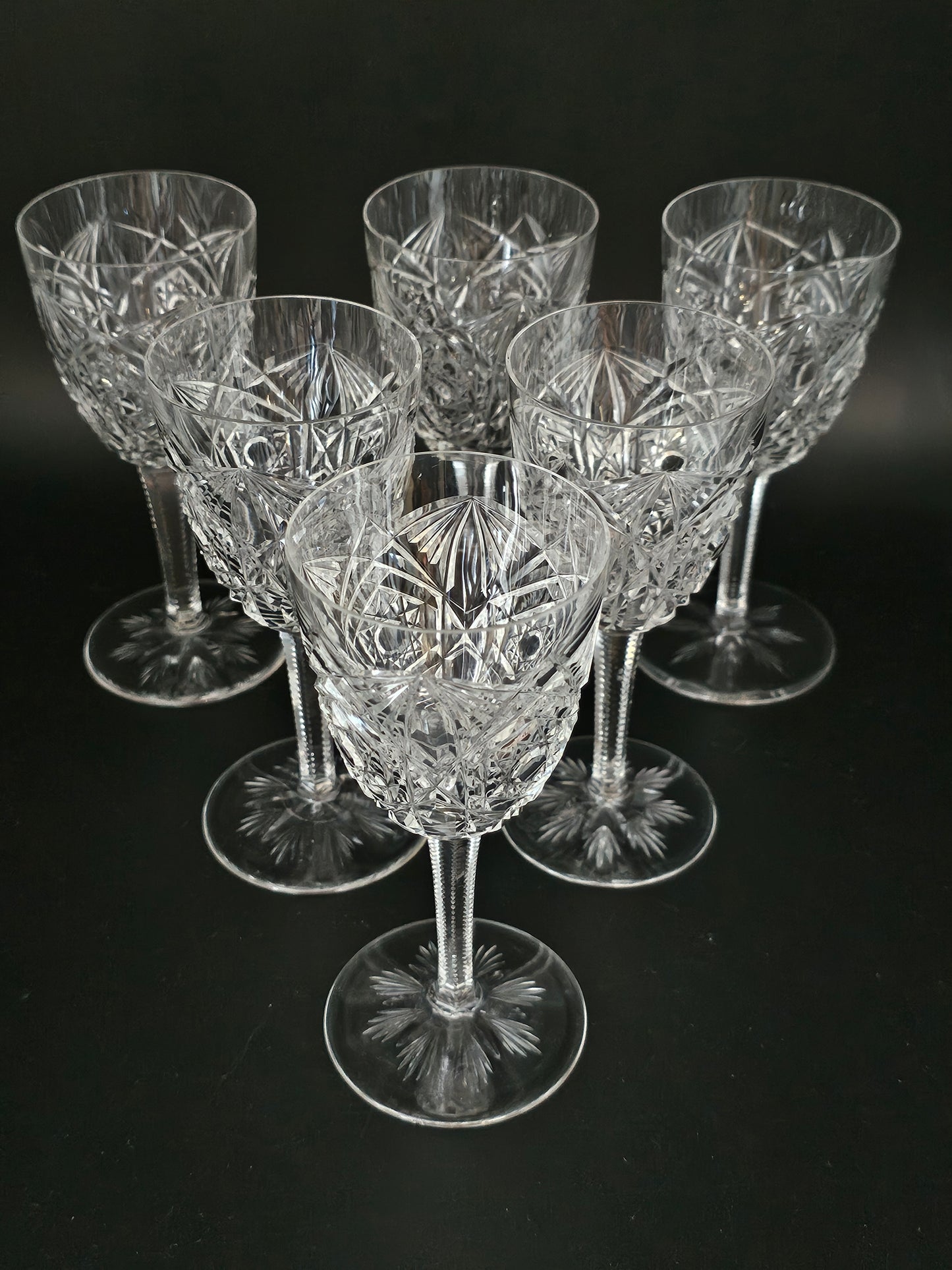 Baccarat Crystal Lagny Pattern, set of 6 Crystal Sherry glasses 150ml