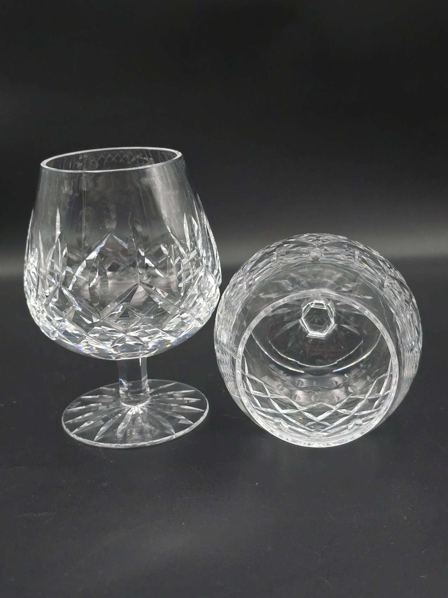 Waterford Lismore Irish Crystal pair of large Brandy or Cognac glasses 14oz