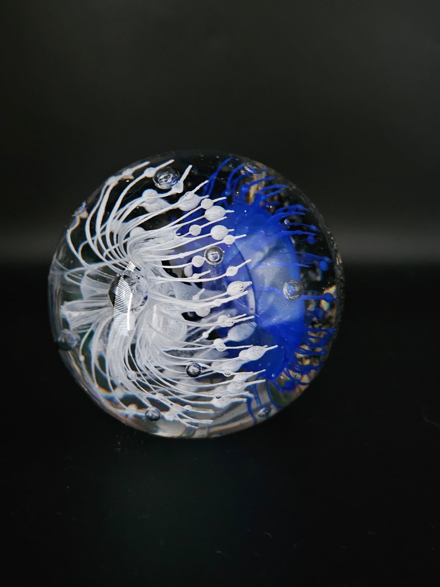 Large Glass Blue & White Paperweight. 1.3kg!