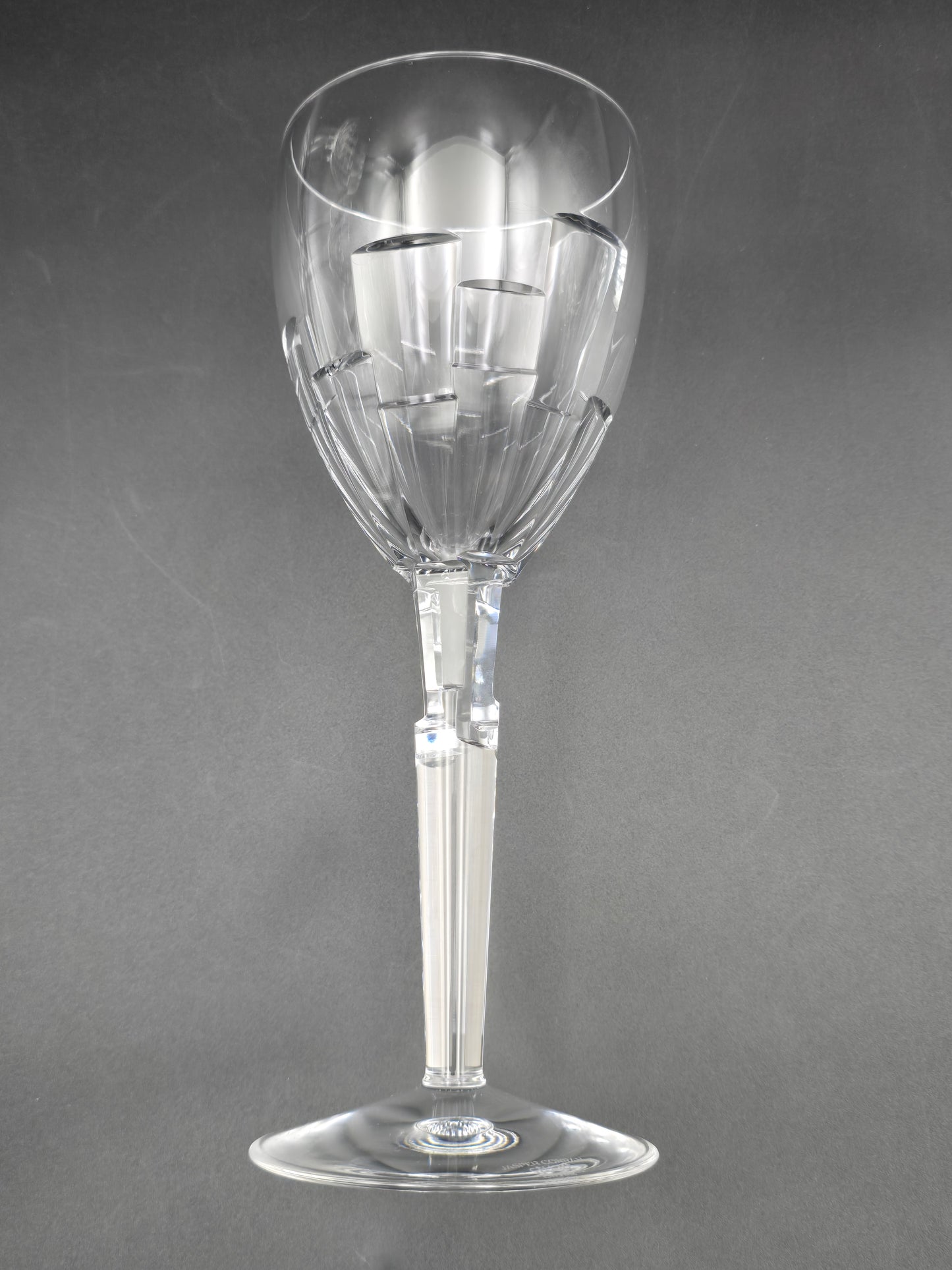 Single Stuart Crystal “Ice” Wine Glass by Jasper Conran – 450 ml Large Goblet, 25 cm, Signed, Vintage Elegance