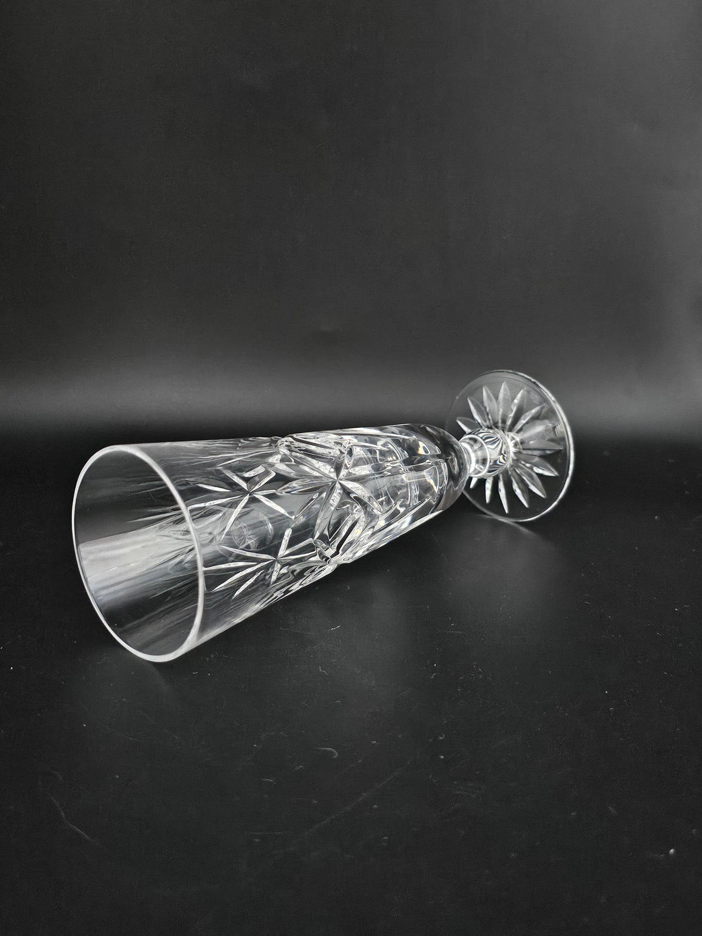 Set of 4 short stemmed Crystal Champagne Flutes. 17.5cm tall