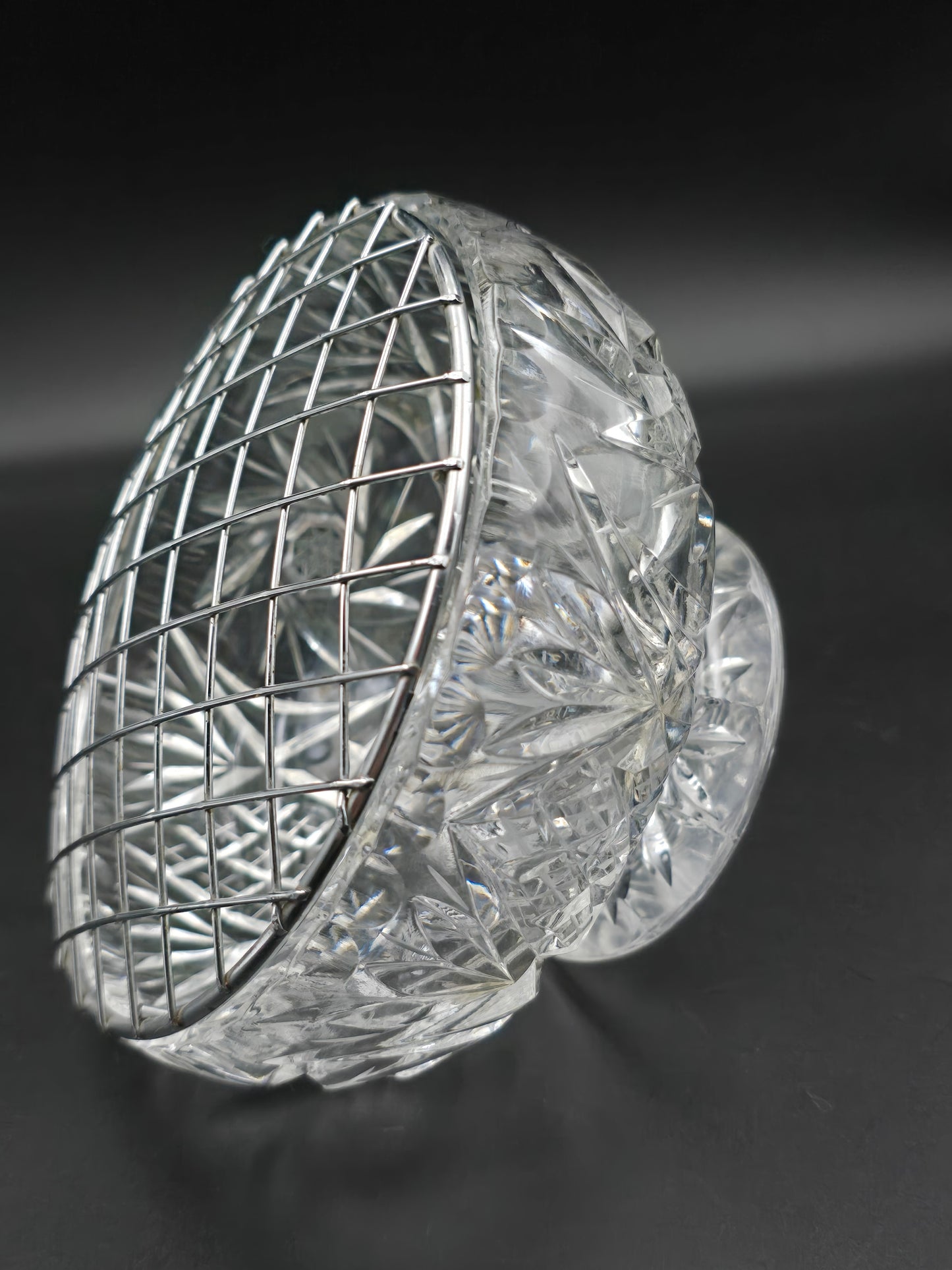 Vintage Hand-Cut Lead Crystal Rose Bowl | 15cm Wide, Star-Cut Base | 20th Century