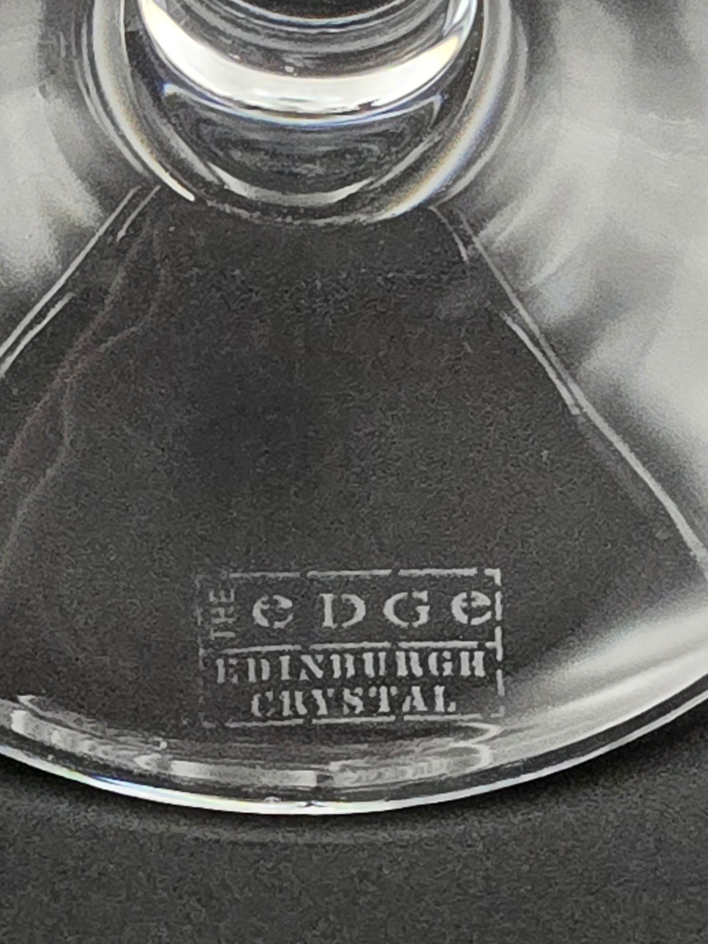 Pair of Large Edinburgh Crystal The Edge Collection Cirrus pattern wine glasses 350ml 24.5cm tall.