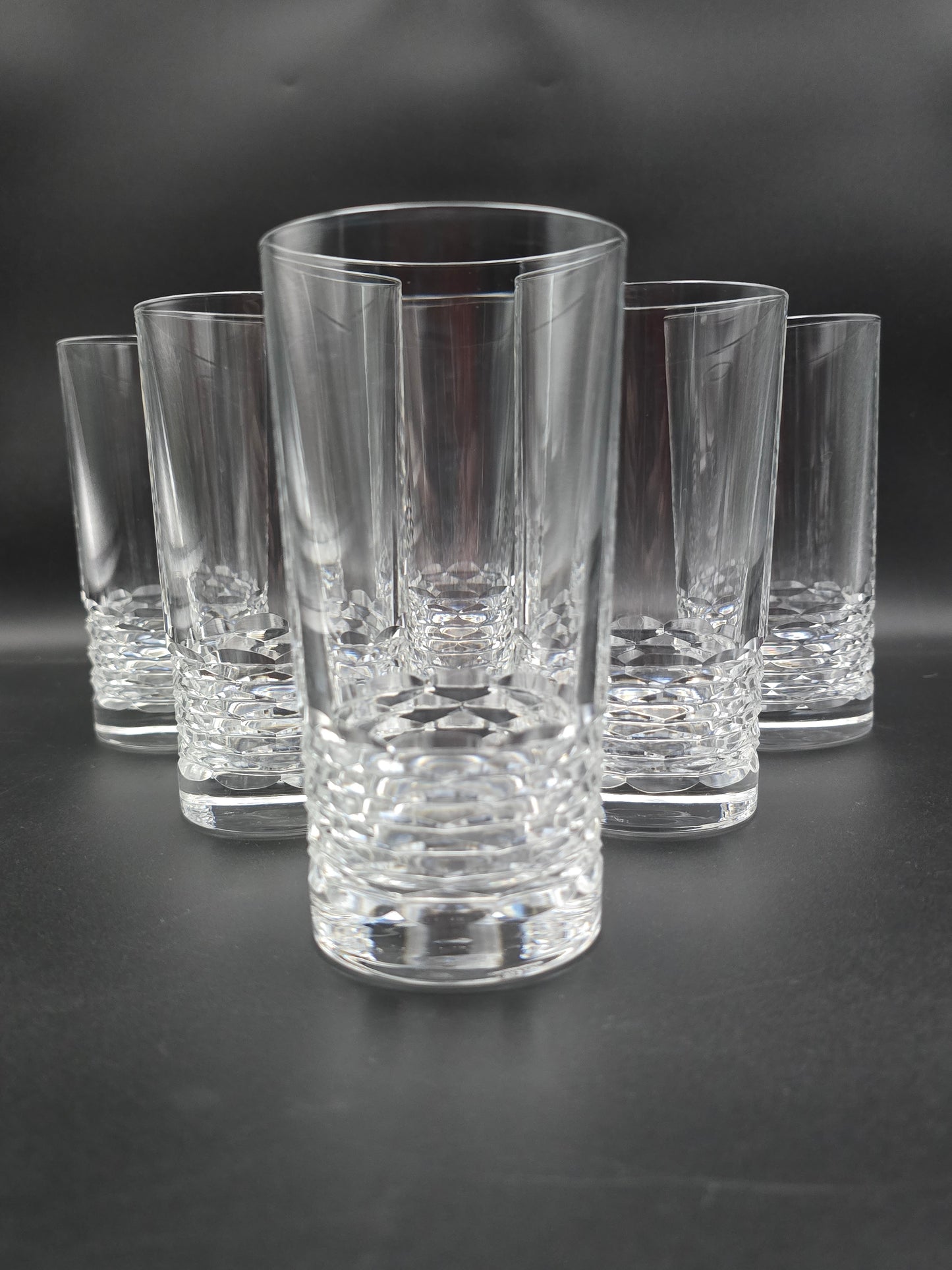 Set of 6 Edinburgh Crystal Portee Pattern Hi Ball Tumblers  375ml 14.5cm tall