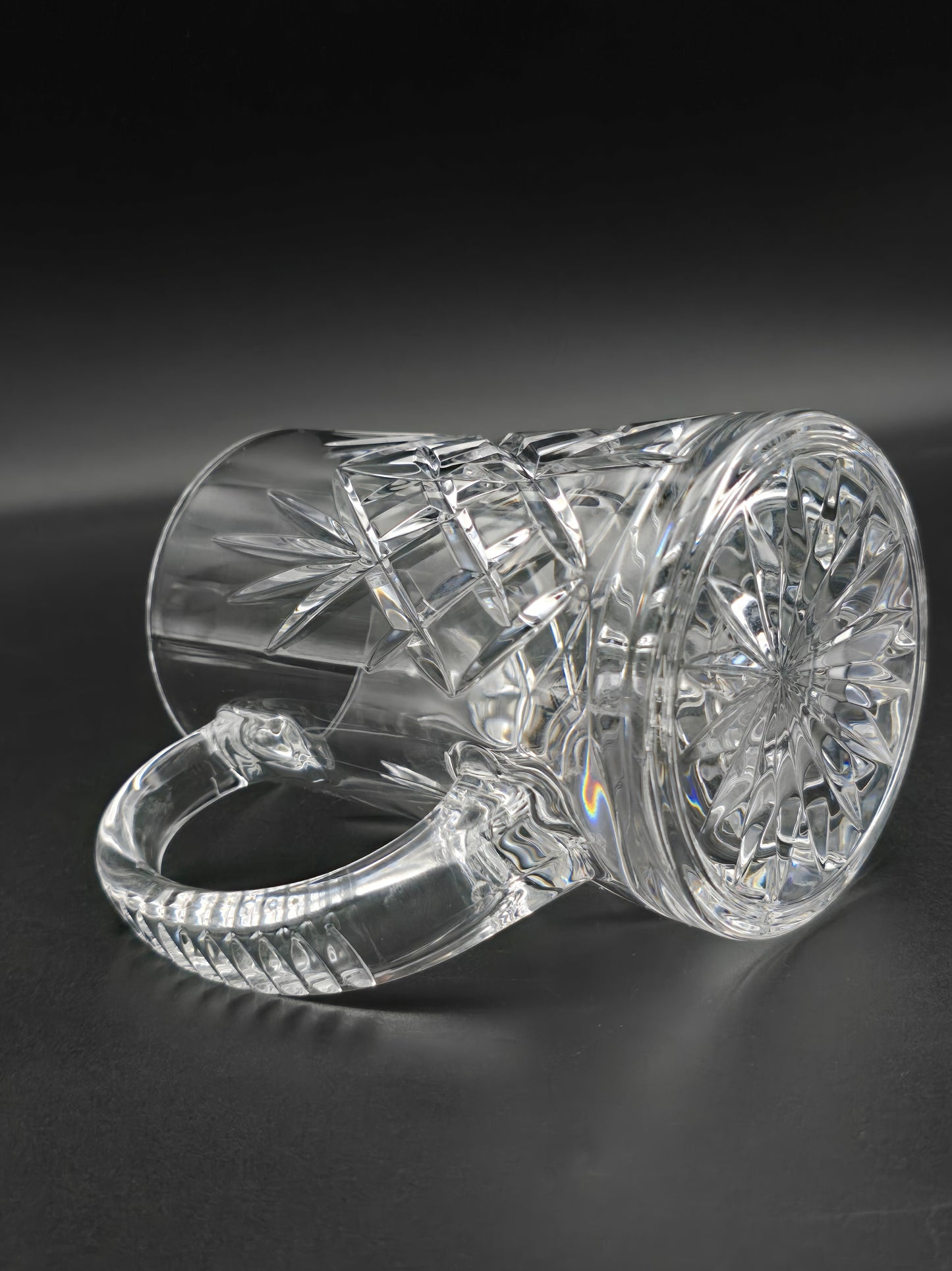 Vintage Cut Crystal Beer Tankard – One Pint Heavyweight Glass Mug – 14cm Tall, 8cm Rim – Ideal Gift for Him, Possibly Edinburgh Crystal