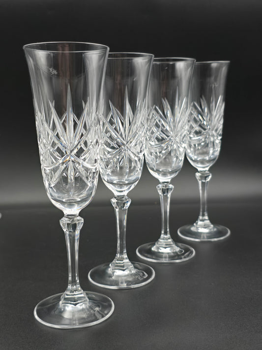 Set of 4 Royal Doulton RDC41 Champagne Flutes – 150ml, Elegant English Crystal, 20cm Tall