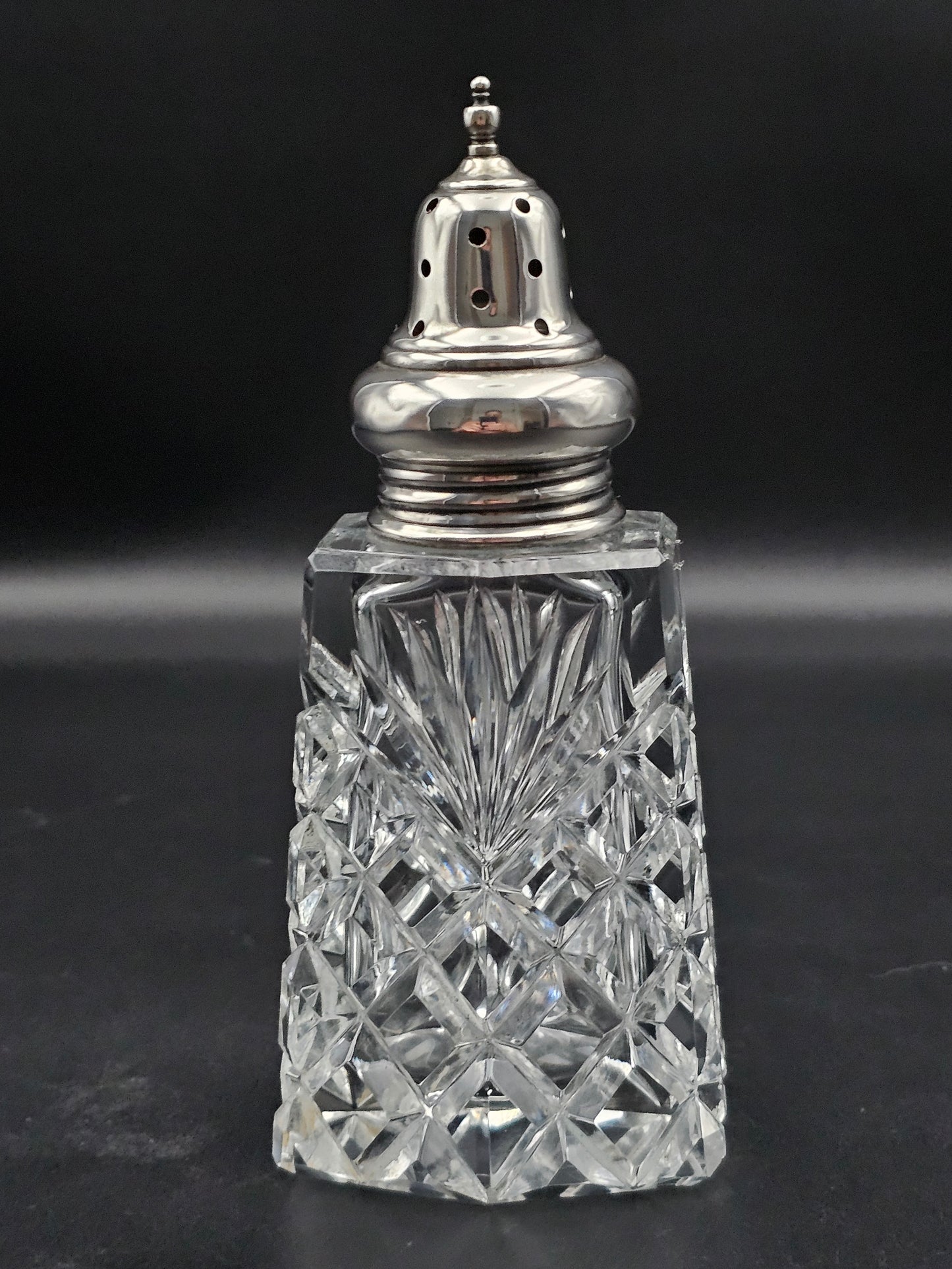 Silver topped Crystal Sugar shaker