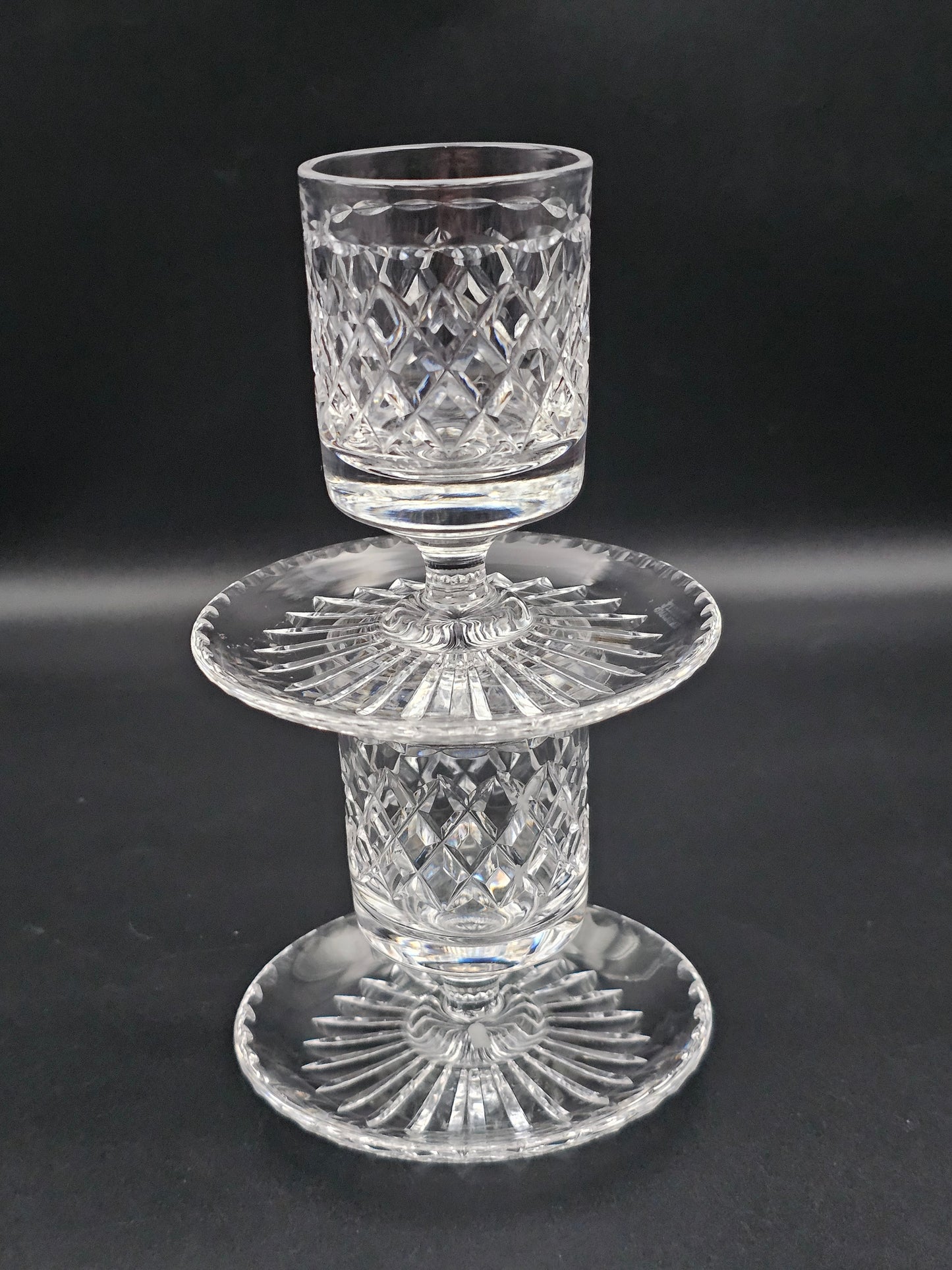 Beautiful pair of Crystal Candle Holders 4cm rim diameter