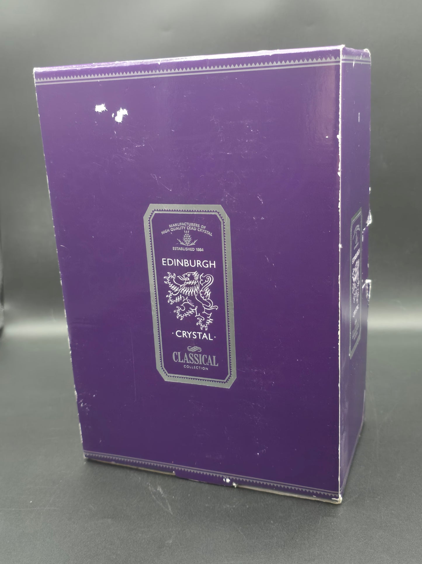 Pair of large Edinburgh Crystal Tweed Pattern wine glasses. 275ml boxed.