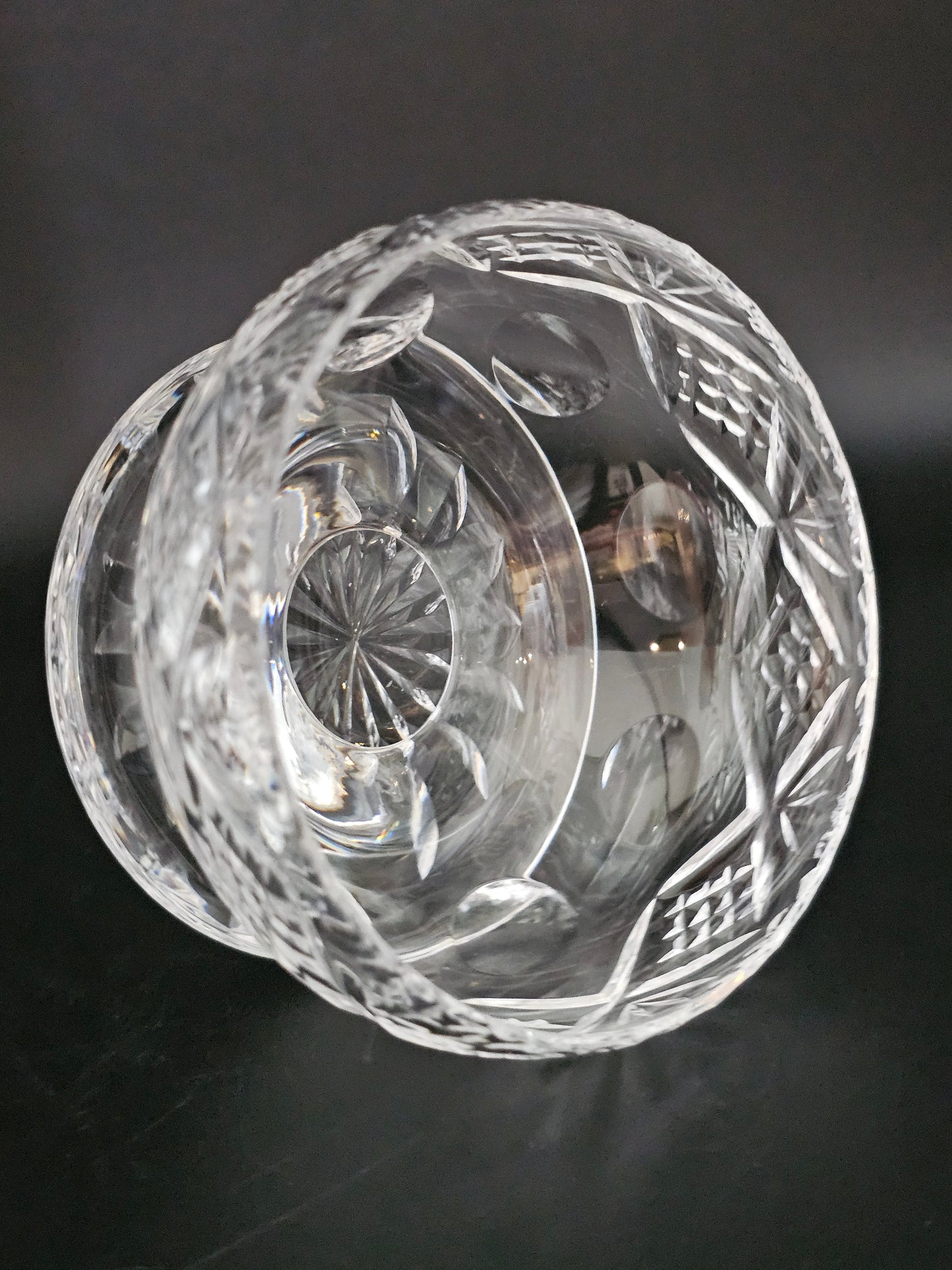 Set of 6 Royal Doulton Georgian Pattern Crystal Starter or Dessert dishes with lipped saucers.