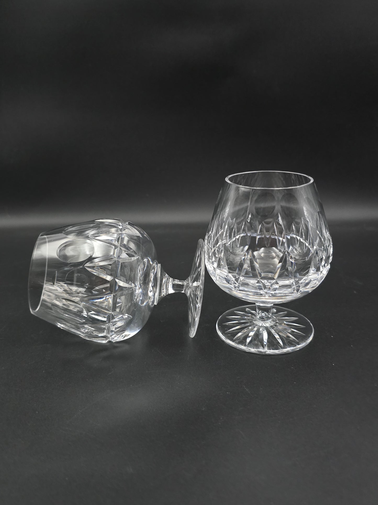 Pair of Tudor Crystal Raleigh Pattern English Crystal Brandy glasses 11oz