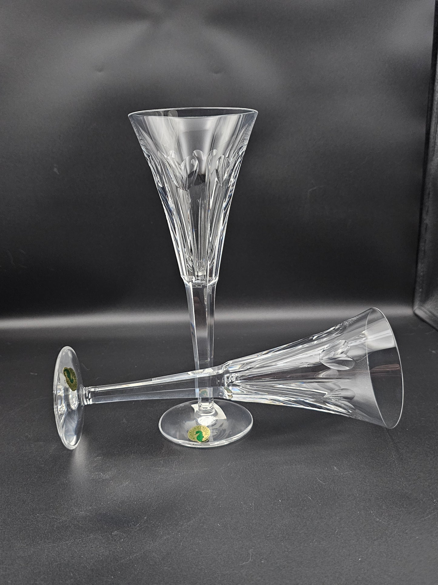 Waterford Crystal The Millennium Collection a toast to the Year 2000 Toasting Flutes Pair. Second Toast Love