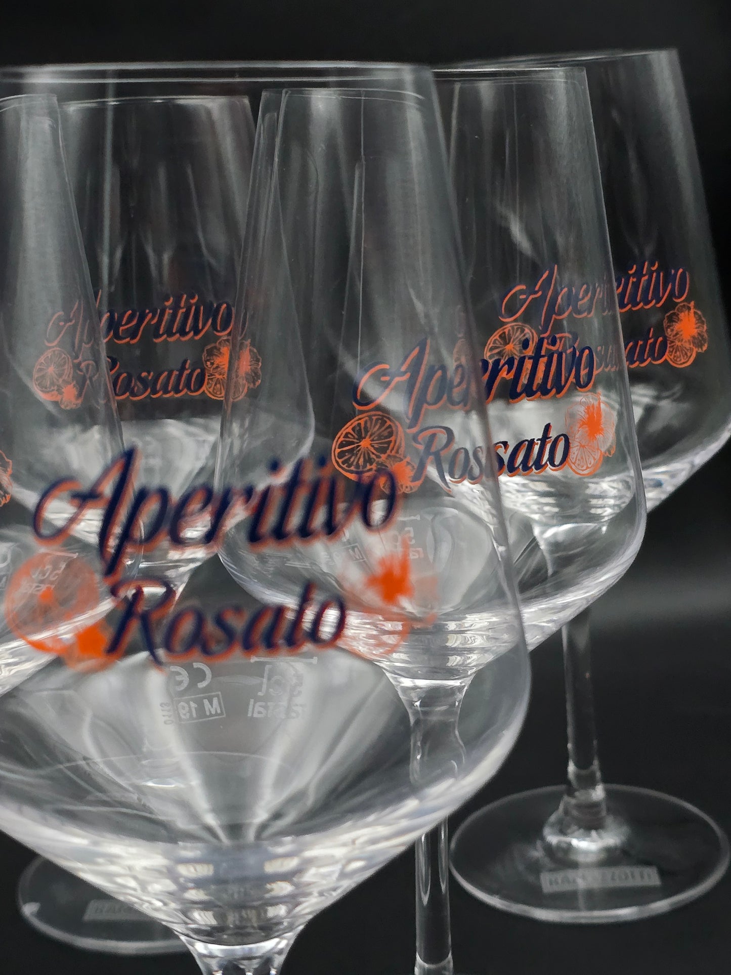 Set of 6 Ramazzotti Aperitivo Rosato Crystal Glasses. 550ml 22.5cm tall.