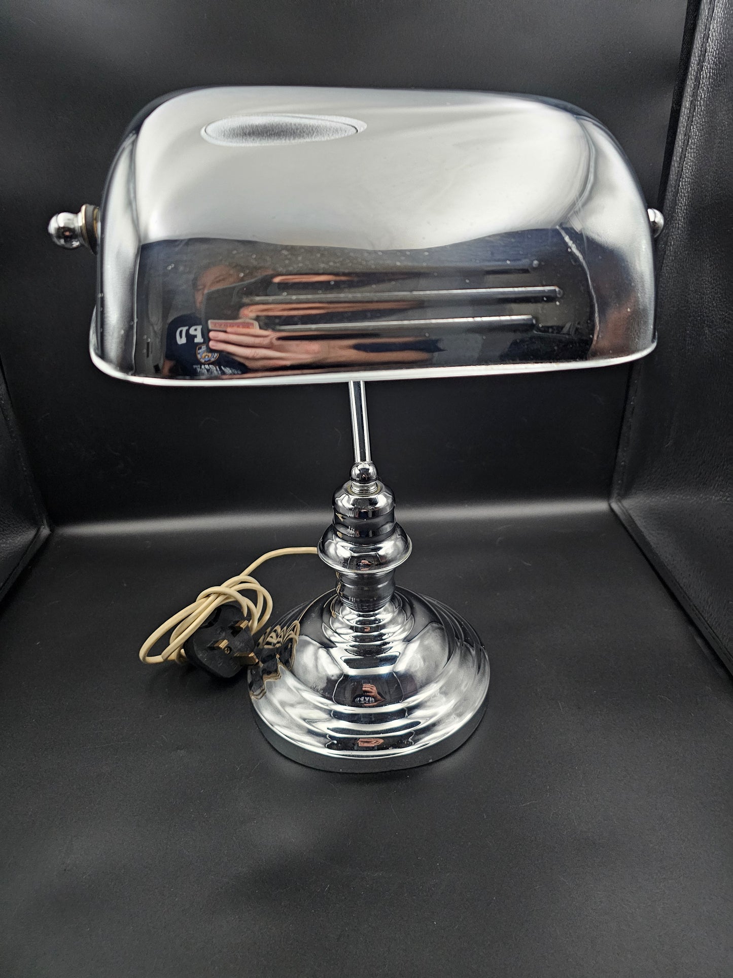 Chrome Bankers Lamp Desk Lamp 36.5cm tall. Fully Working.