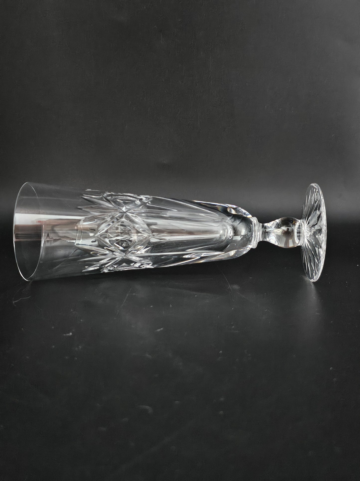 Set of 4 short stemmed Crystal Champagne Flutes. 17.5cm tall