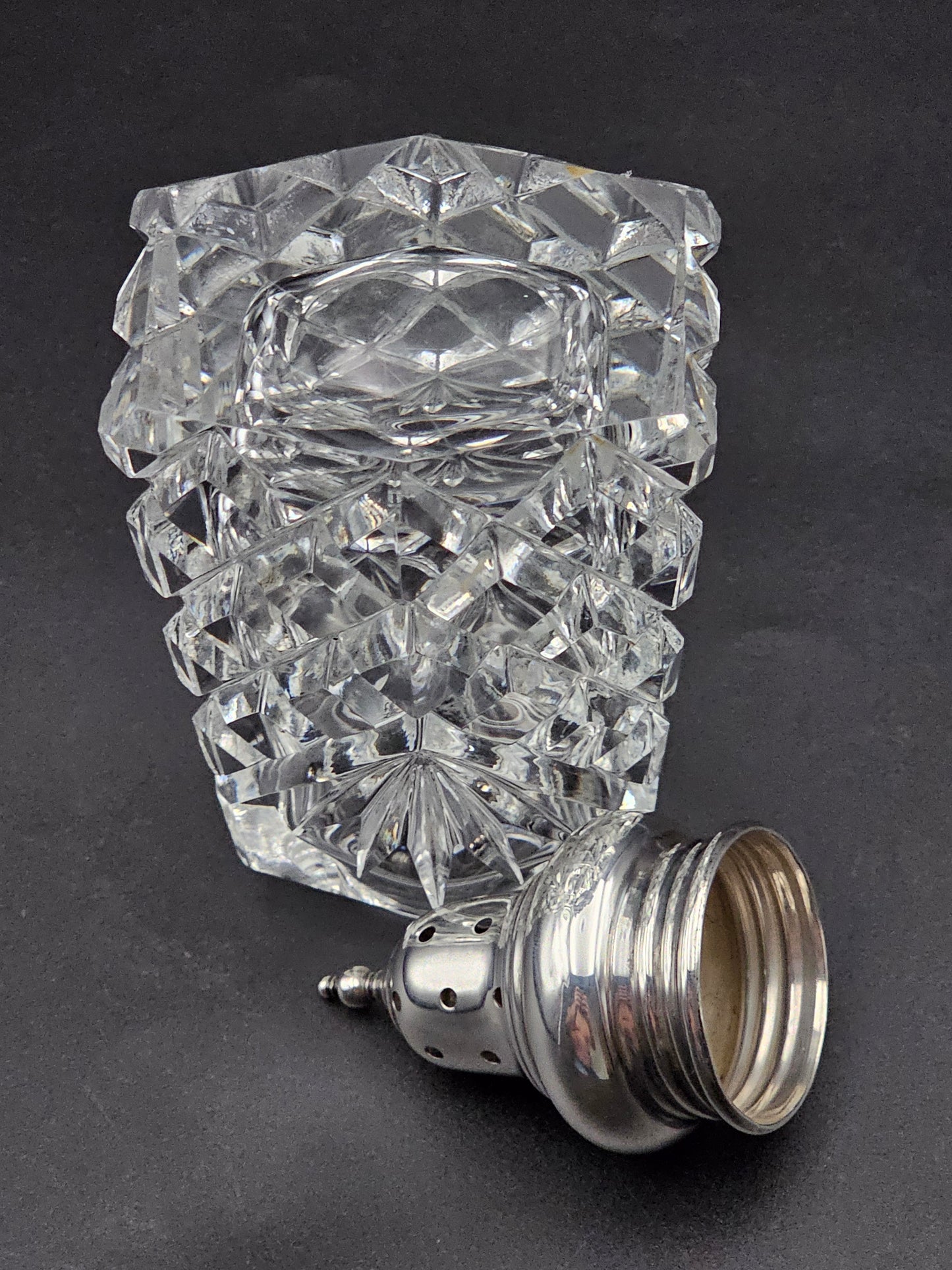 Silver topped Crystal Sugar shaker