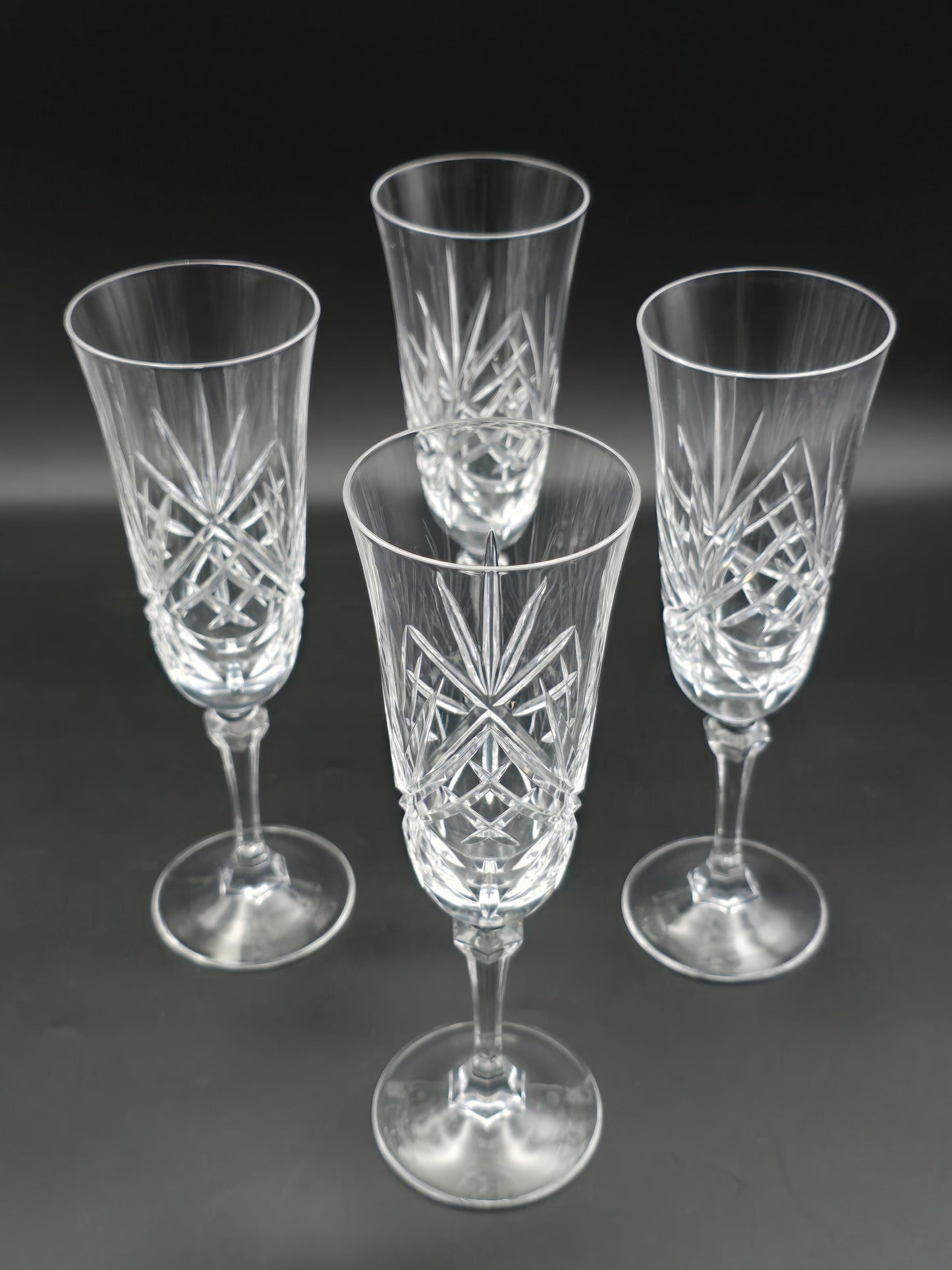Set of 4 Royal Doulton RDC41 Champagne Flutes – 150ml, Elegant English Crystal, 20cm Tall