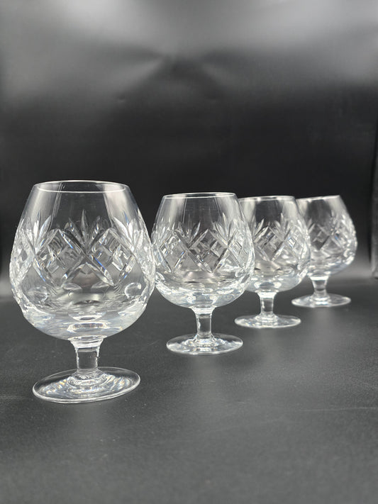 Set of 4 Royal Doulton Georgian Pattern Crystal Brandy Cognac Glasses. 11oz