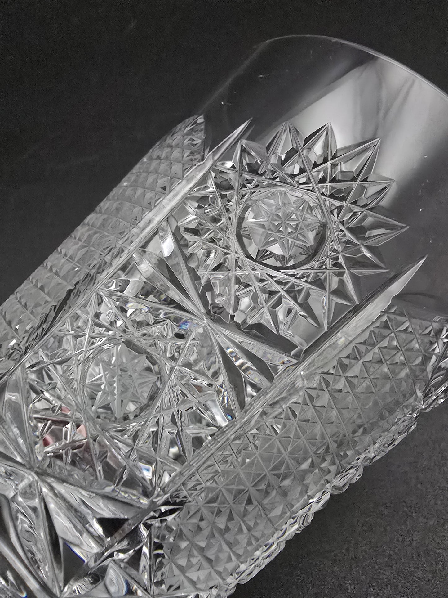 Set of 6 Bohemian vintage Crystal wine glasses with hexagonal base. 175ml