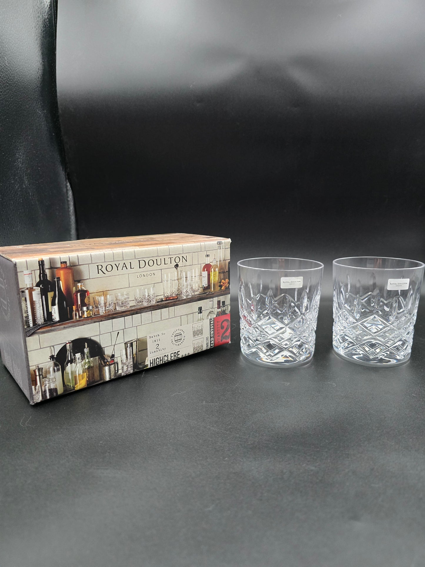 Royal Doulton “Highclear” Crystal Tumblers (Pair, Brand New in Box, 11oz, 24% Lead Crystal) – Ideal Gift for Any Occasion