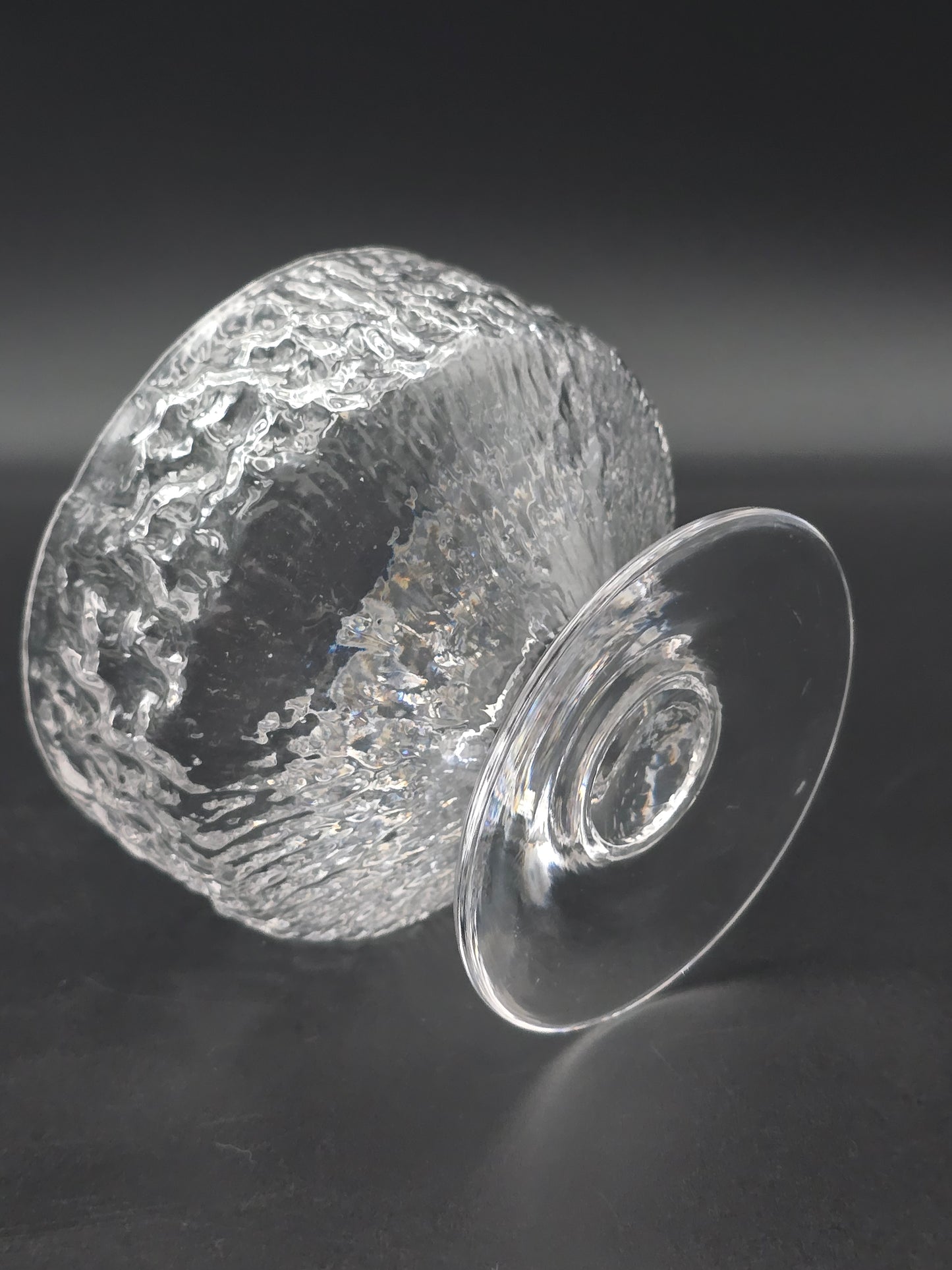 Set of 6 Whitefriars “Glacier/Bark” Dessert Bowls by Geoffrey Baxter – Mid‑Century Textured Glass, Perfect Condition