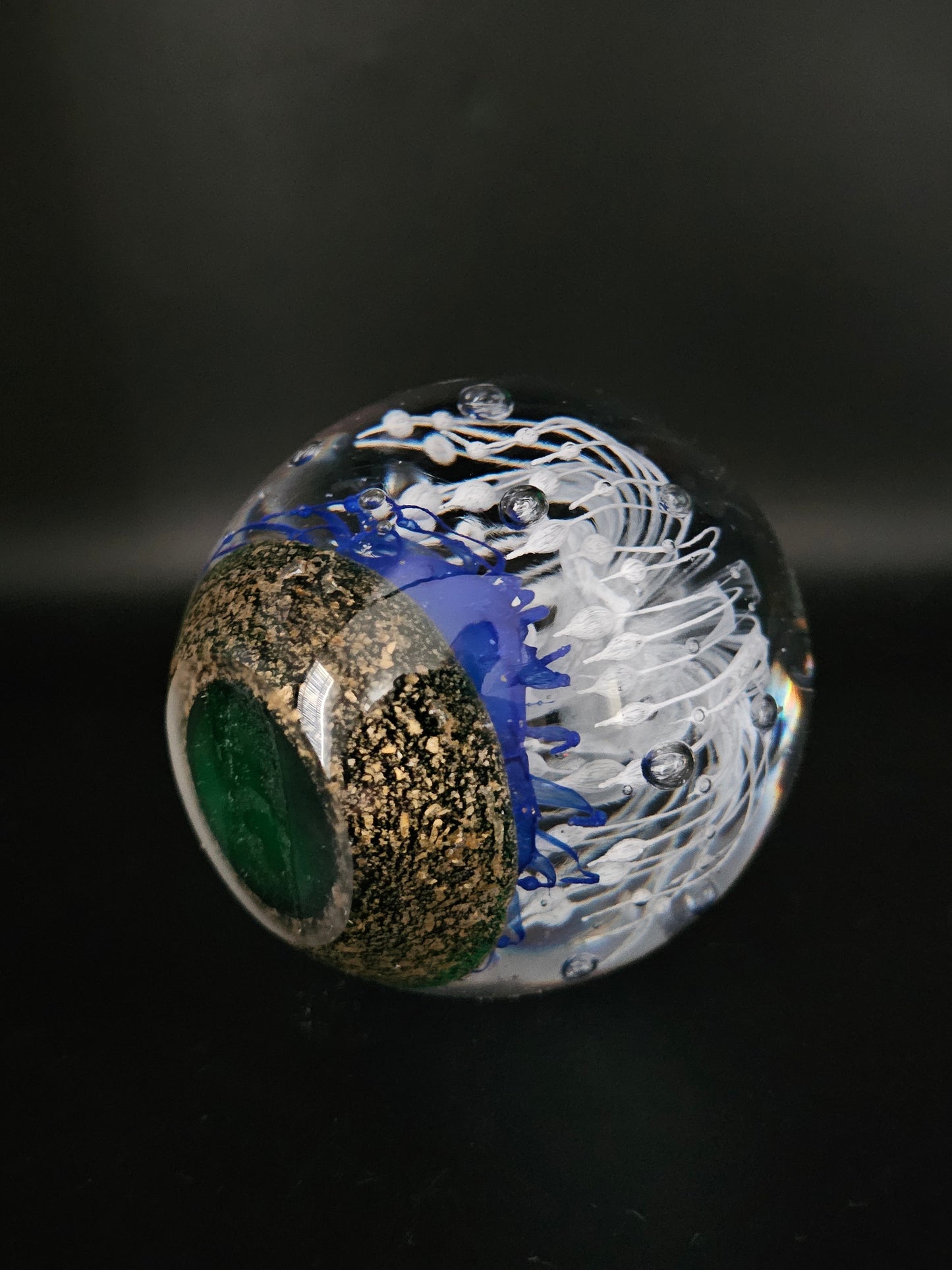 Large Glass Blue & White Paperweight. 1.3kg!