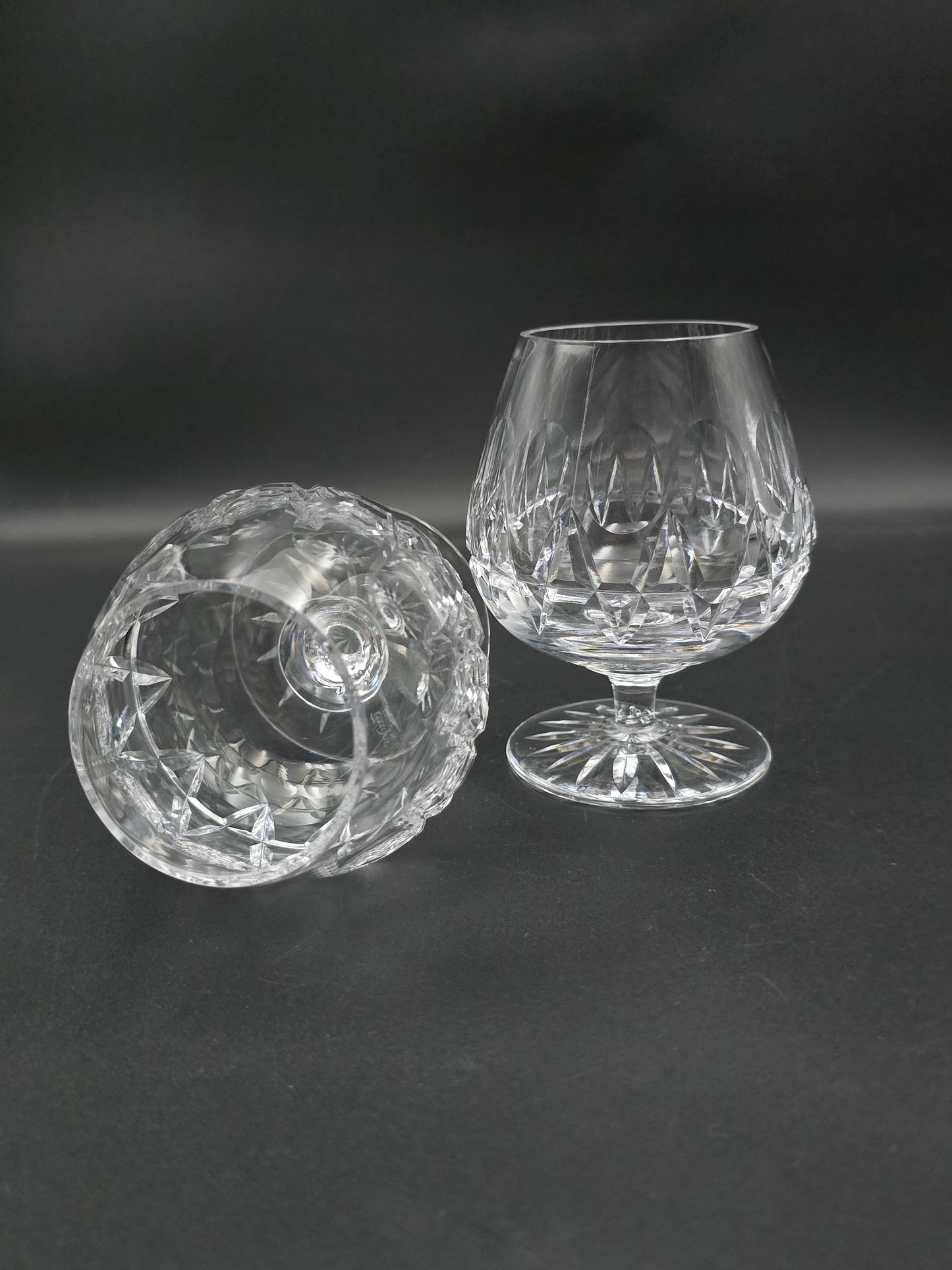 Pair of Tudor Crystal Raleigh Pattern English Crystal Brandy glasses 11oz