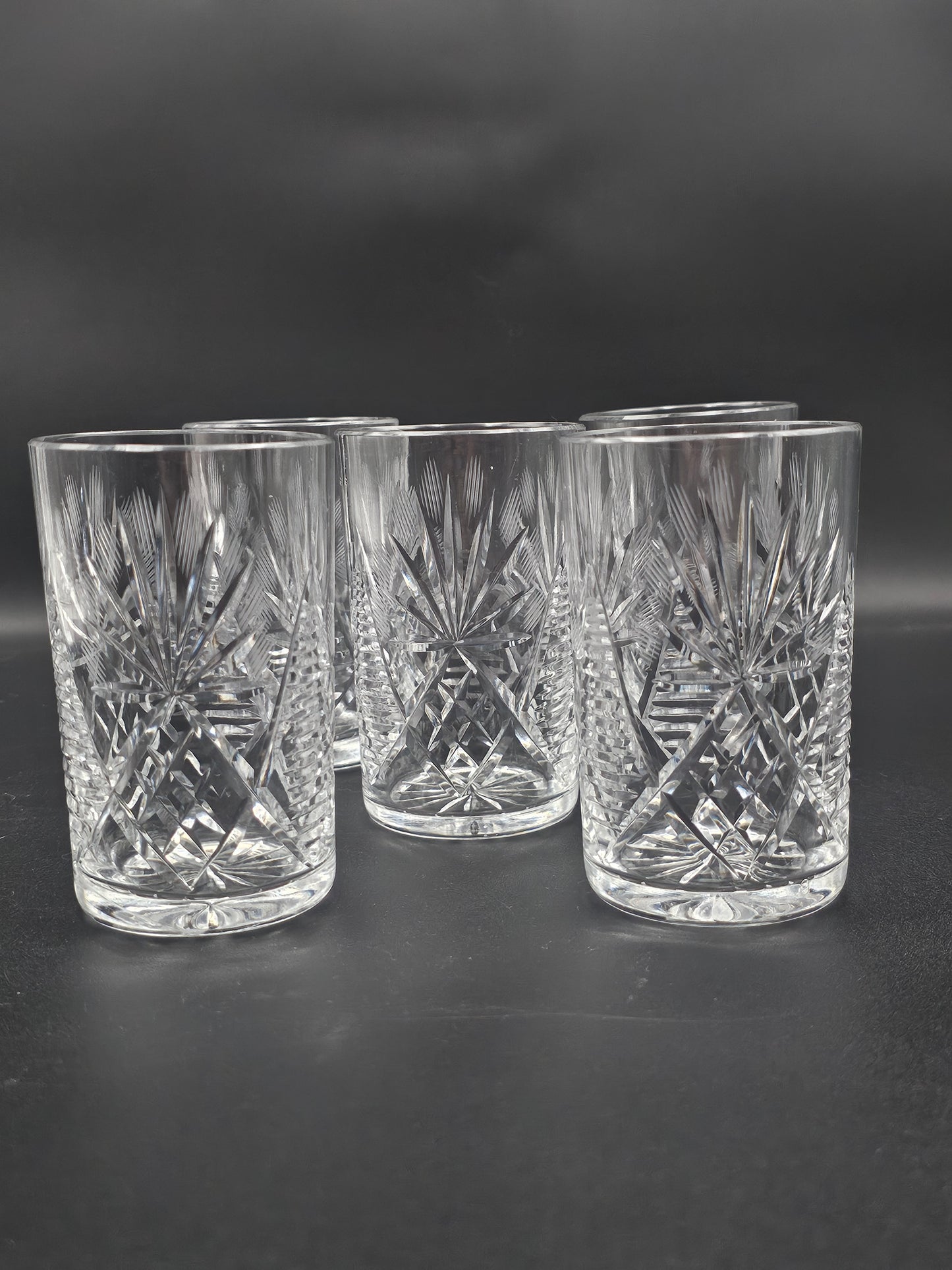 Set of 5 short Crystal tumbler glasses 275ml 11cm tall