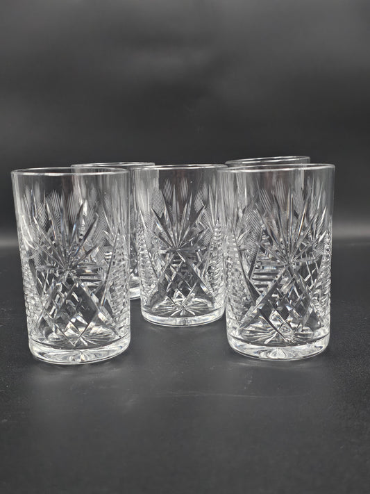 Set of 5 short Crystal tumbler glasses 275ml 11cm tall