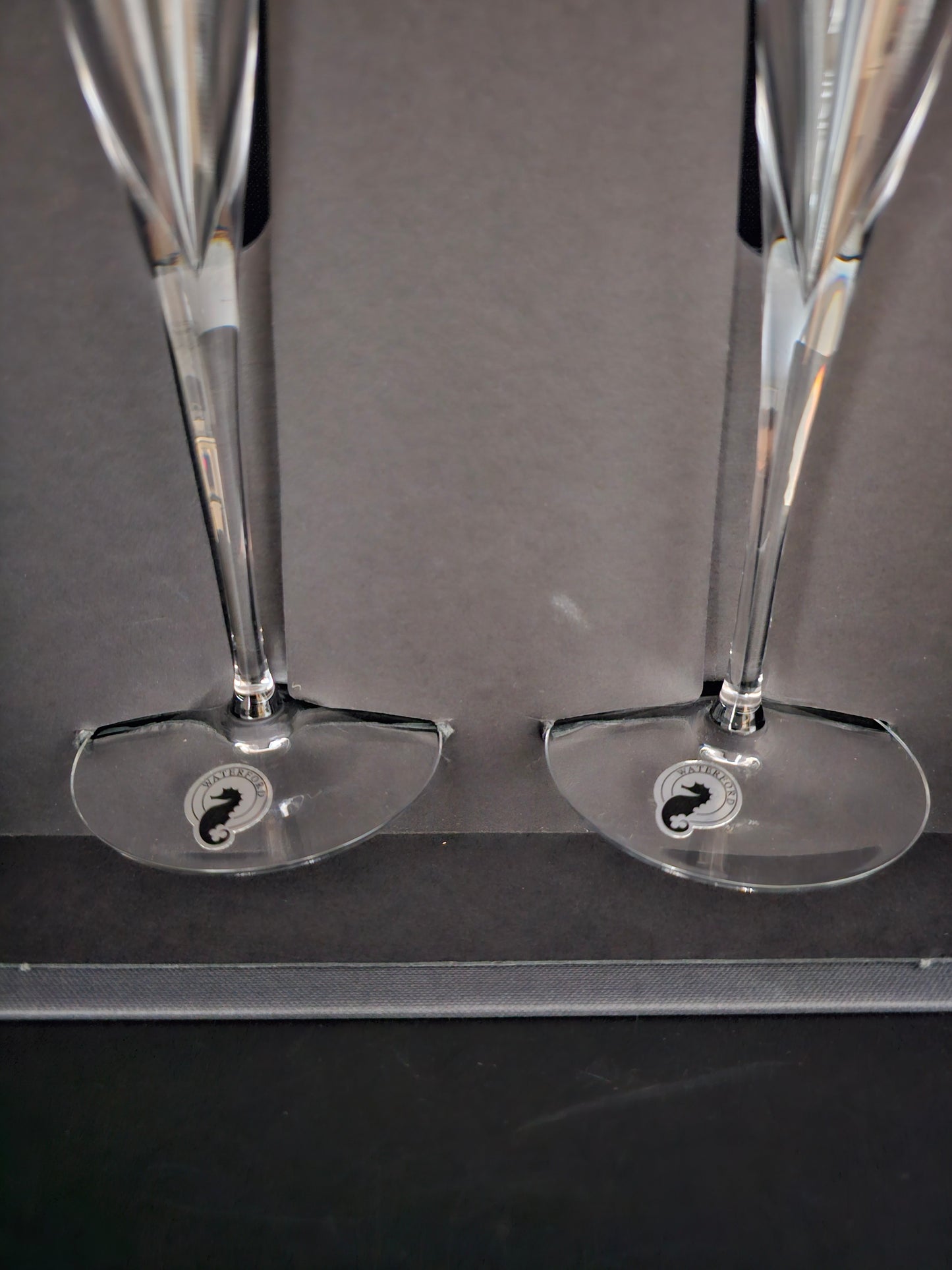 Waterford Crystal Champagne Trumpet Flutes pair. New in Box